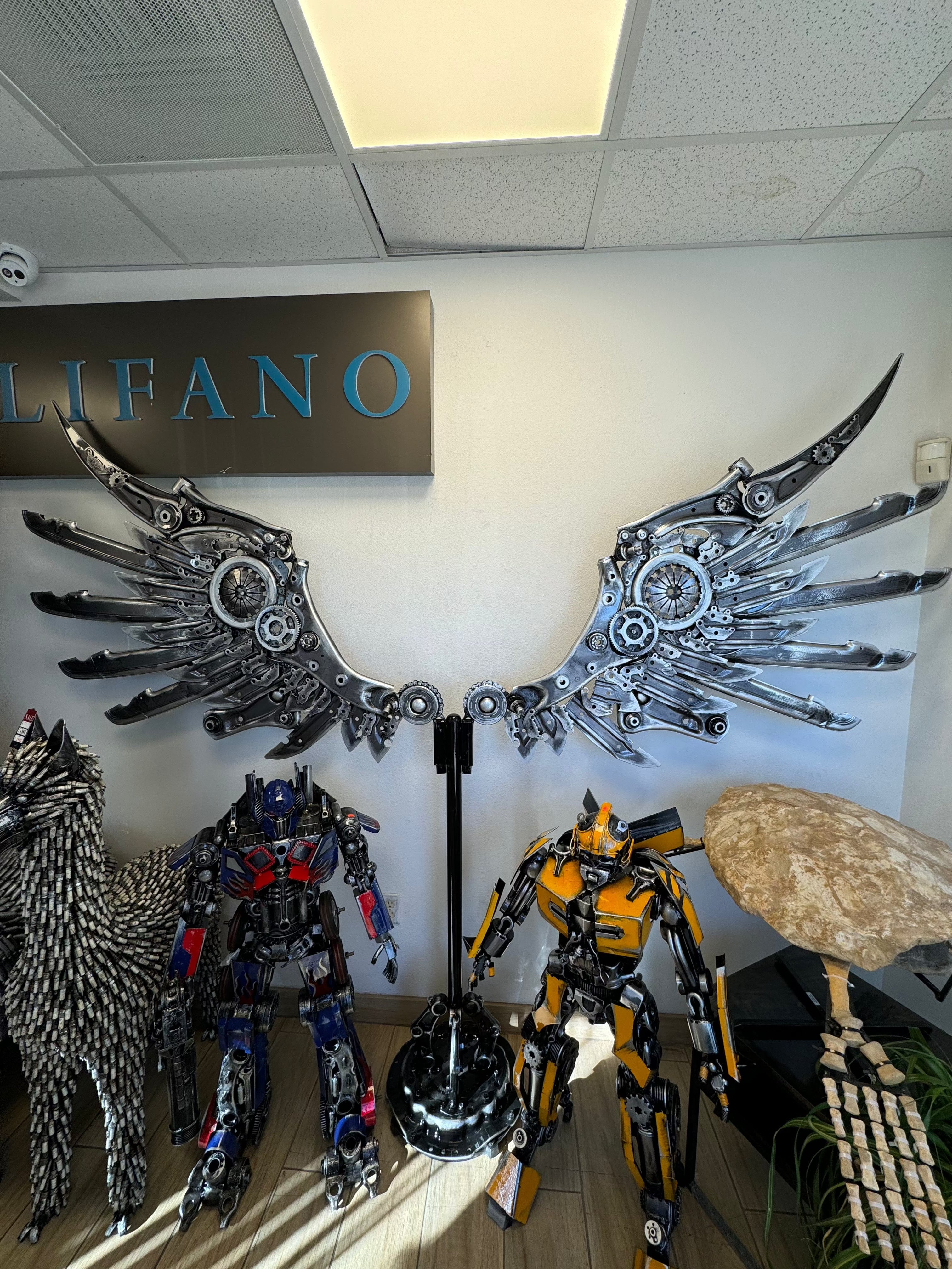 85 Wings Recycled Metal Wall Art - Handmade Eco-Friendly Home Decor for Living Room, Bedroom & Office - Unique Rustic Industrial Decorations
