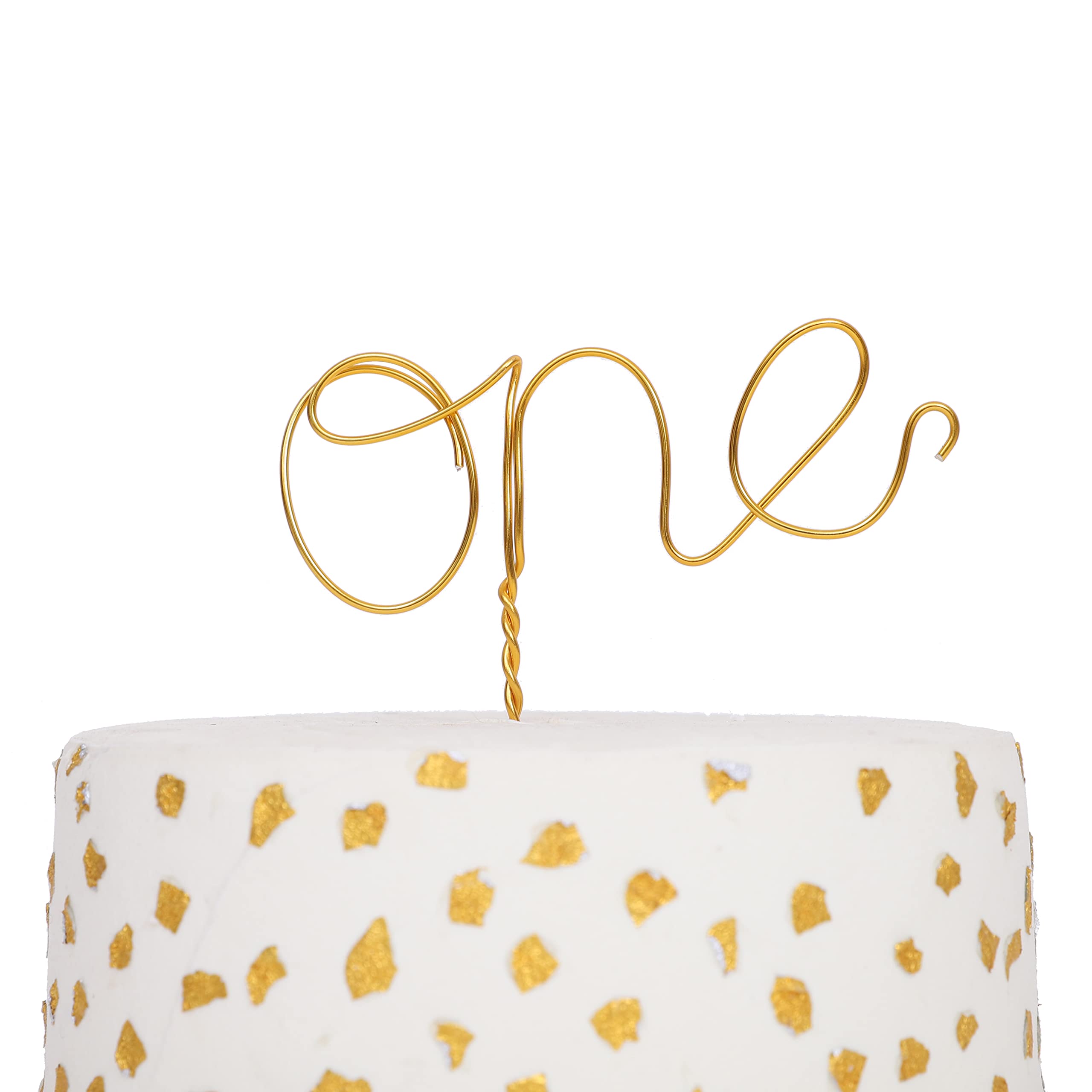 Modern Gold Wire Cake Topper for 1st Birthday Party Decorations - Elegant First Birthday Cake Smash Topper, Baby Shower Photo Props (Gold) - Perfect for Birthday Cakes, Smash Cakes & Baby Shower Decorations