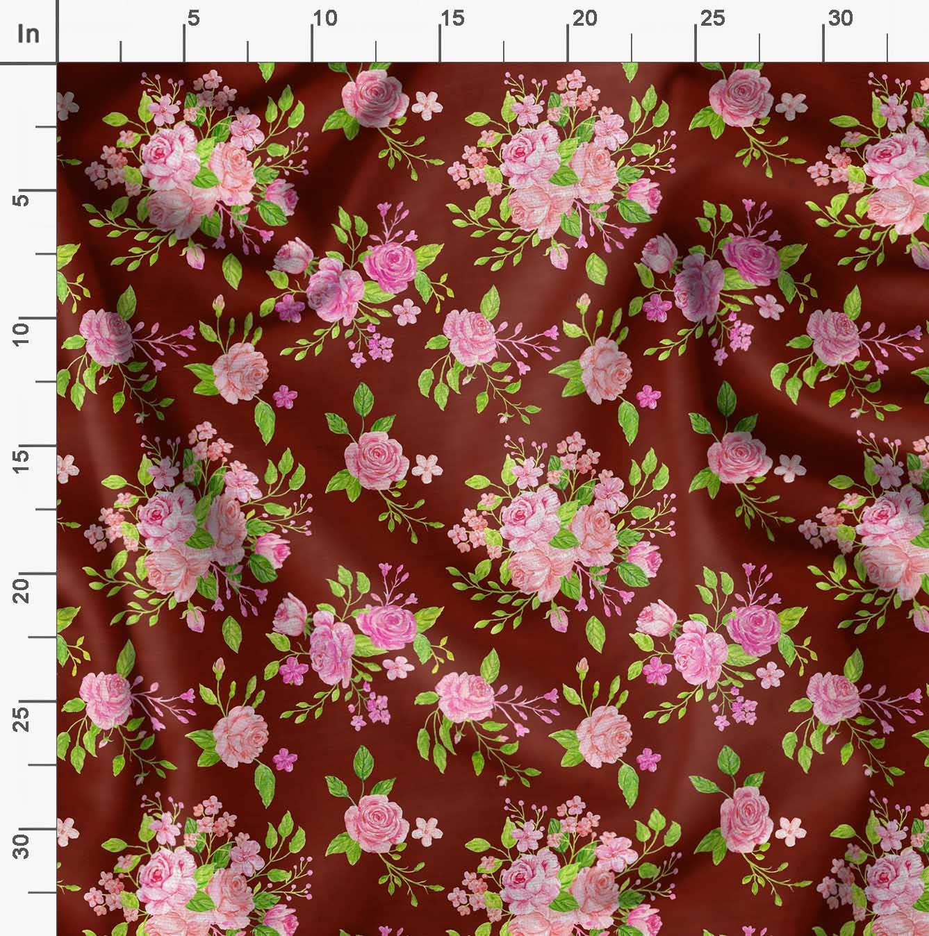 Soimoi Moss Georgette Red Fabric by The Yard - 42 Inch Wide Rose Floral Printed Fabric for Dresses, Blouses & DIY Fashion Projects - Lightweight Textile for Romantic & Stylish Designs
