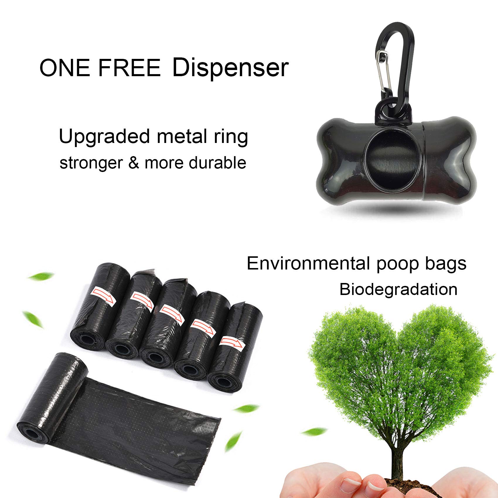 Premium Dog Poop Bags - 750 Count Pet Waste Bags with Dispenser & Leash Clip (50 Rolls, Black) | Biodegradable, Extra Thick & Scented for Easy Cleanup | Perfect for Walks, Parks & Travel with Your Dog