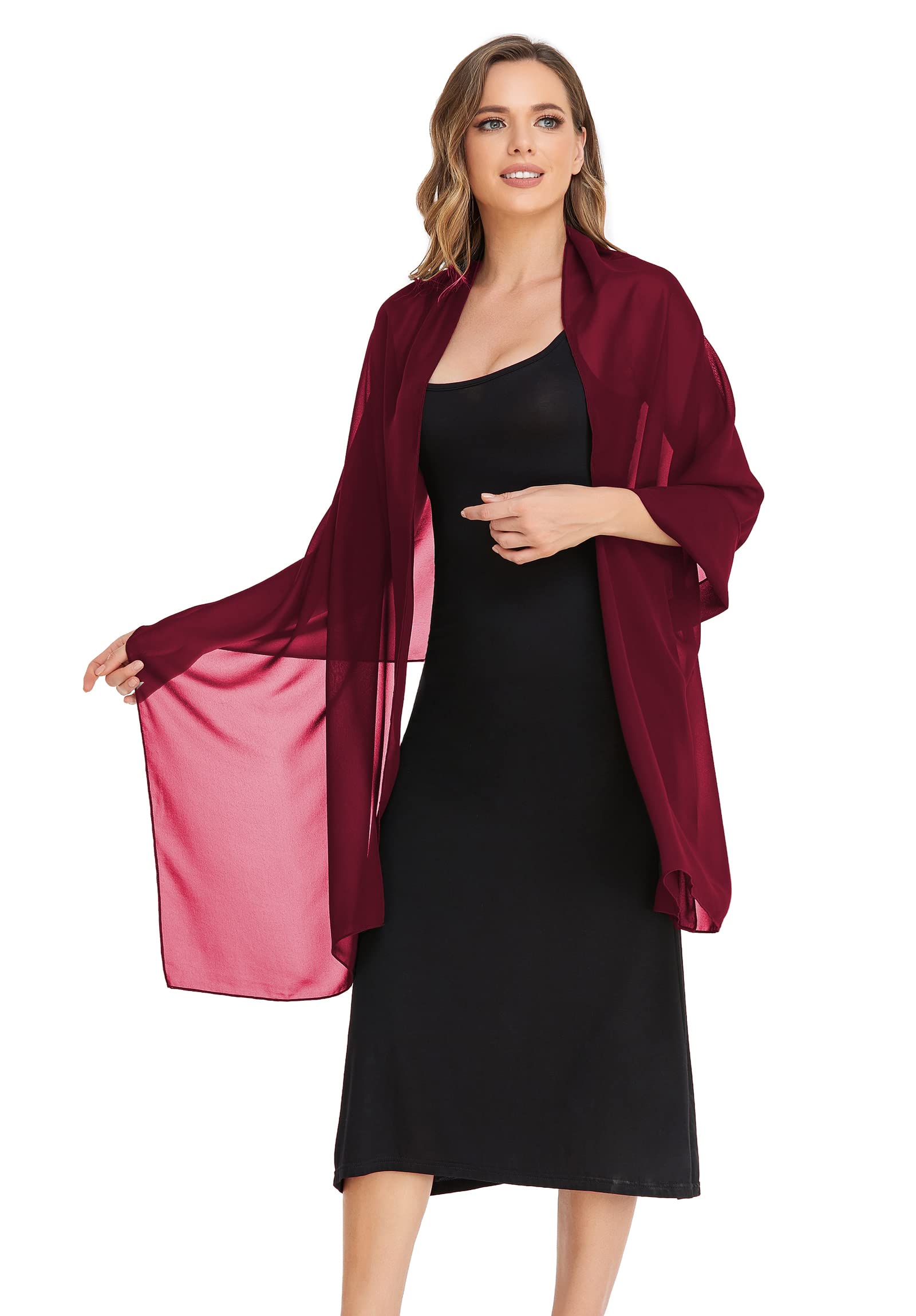 Elegant Sheer Chiffon Shawl Wrap for Women - Soft Silky Bridal Scarf for Wedding, Evening Dresses & Special Occasions - Perfect for Formal Events, Date Nights & Church Gatherings