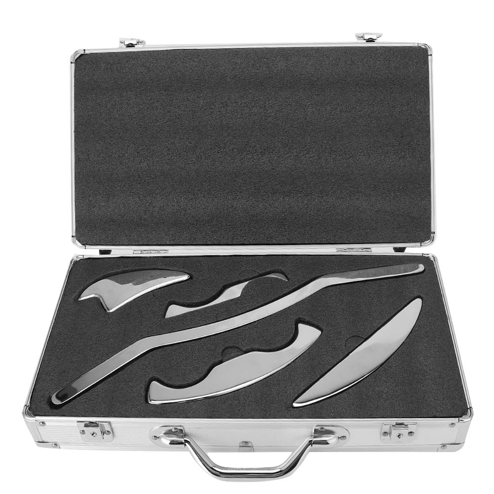 Professional Stainless Steel Scraping Massage Tool Set for Muscle Relaxation & Physical Therapy - IASTM Massage Scraper for Soft Tissue Treatment - Perfect for Athletes, Chiropractors & Home Pain Relief