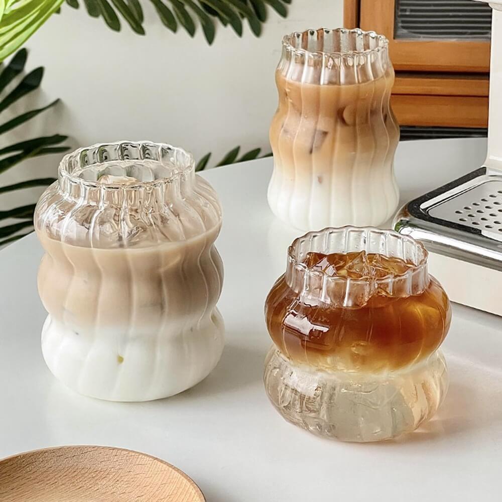 Vintage Cold Coffee Glass Cup - Insulated Iced Coffee Tumbler for Home, Office & Outdoor Use