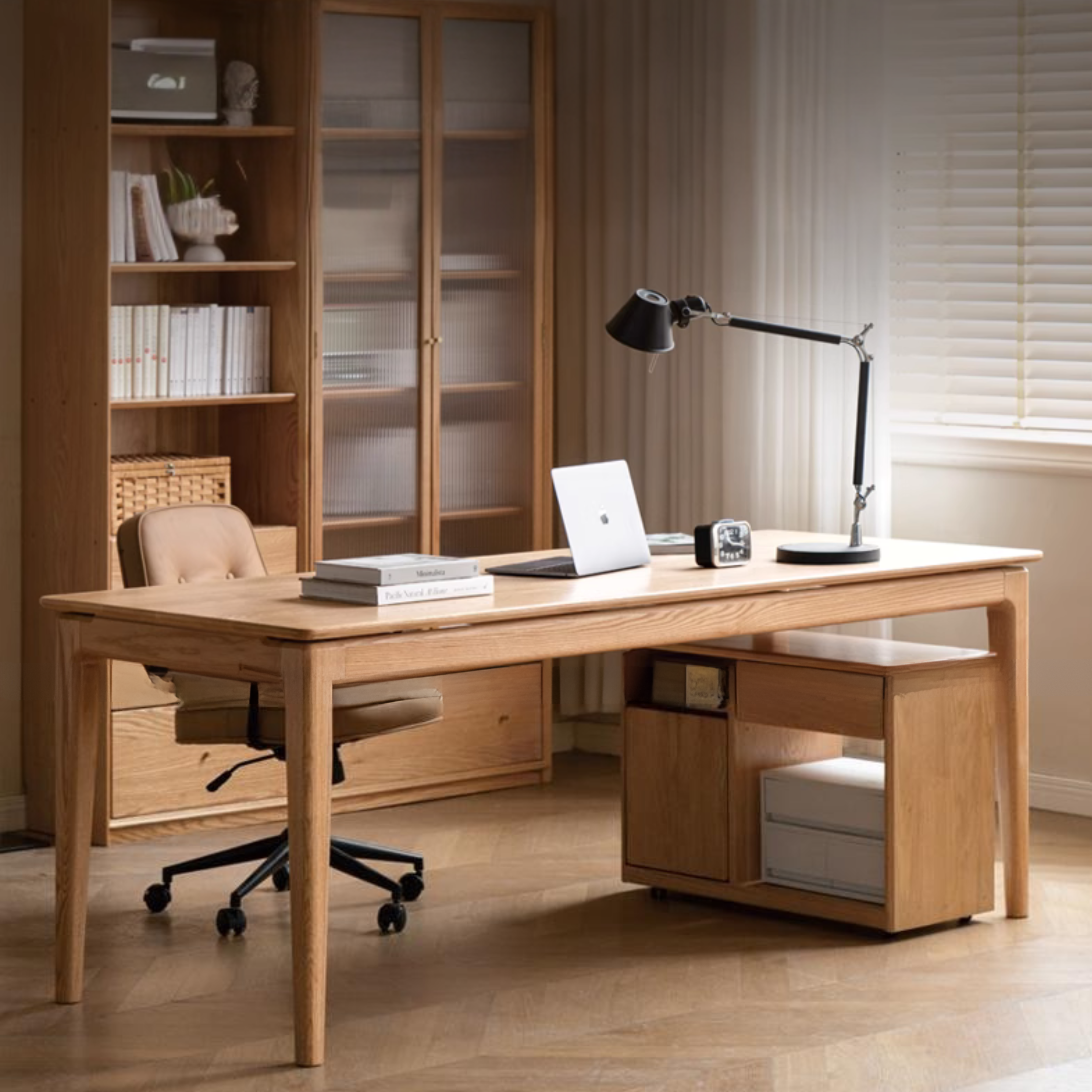 Solid Oak Wood Long Office Desk - Durable & Stylish Workstation for Home Office, Study, or Workspace - Perfect for Professionals & Remote Workers