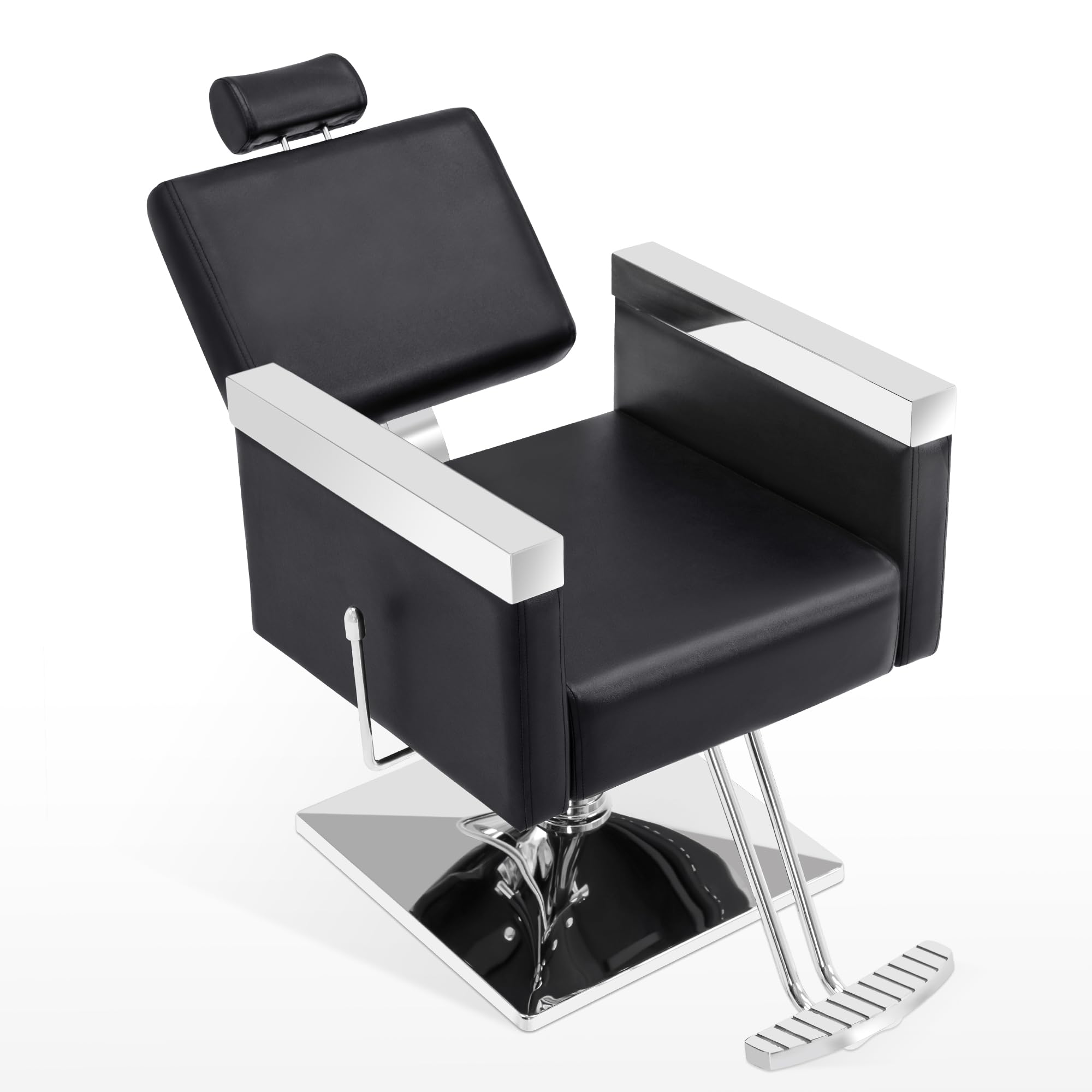 BarberPub Classic Recline Hydraulic Barber Chair - Professional Salon & Spa Hair Styling Equipment with Adjustable Height (Model 3018, Black) - Perfect for Barber Shops, Hair Salons, and Home Styling Stations