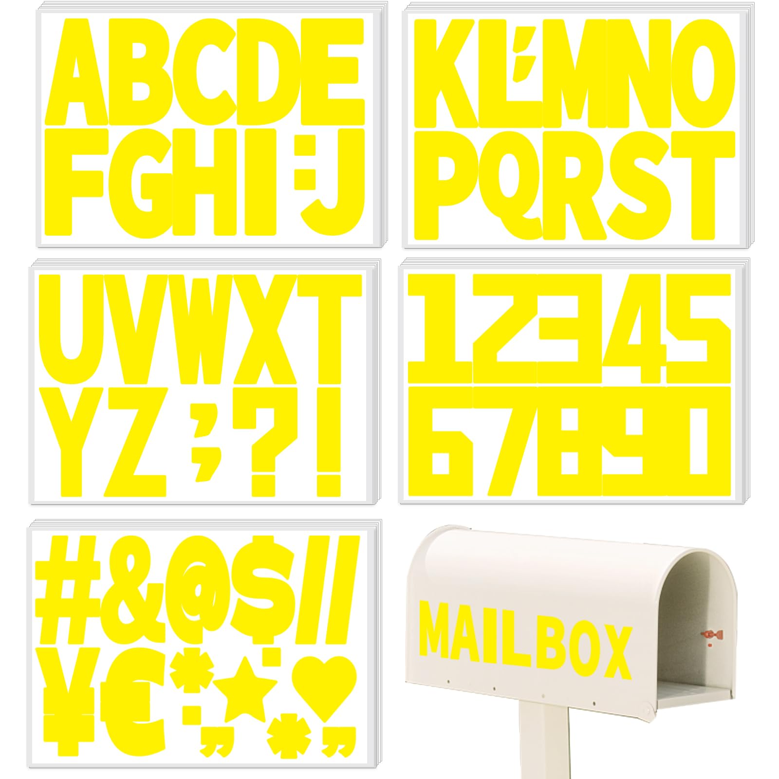 Starboling 3 Inch Alphabet Letter Stickers - 40 Sheets Yellow Self-Adhesive Vinyl Letters for Mailbox Numbers, Bulletin Boards, Classroom & Home Decor - Perfect for DIY Projects, Scrapbooking, and Wall Decoration