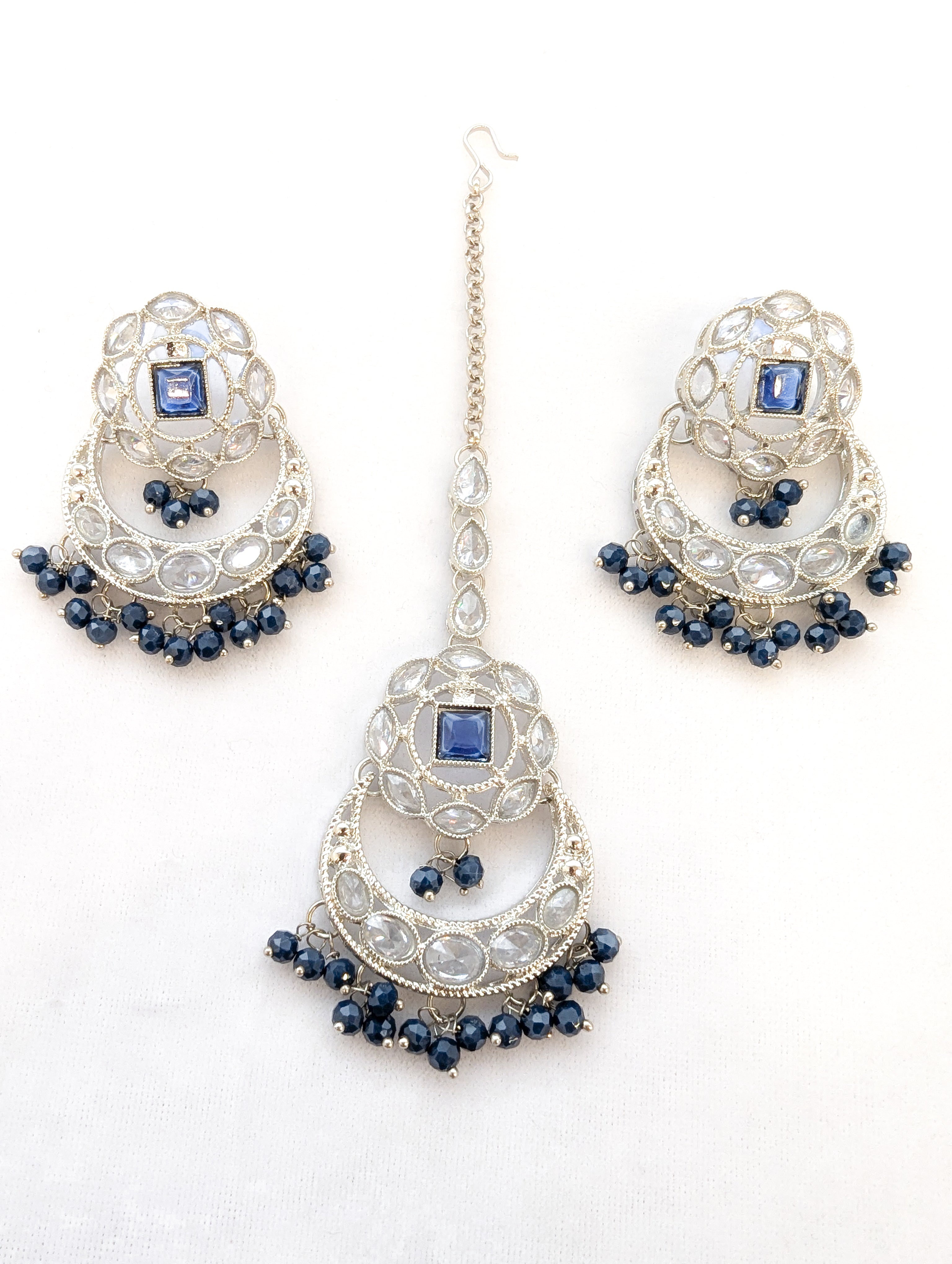Exquisite Sakshi Polki Earrings with Tikka Set - Traditional Indian Jewelry for Weddings & Festivals | Handmade Kundan Bridal Accessories for Women