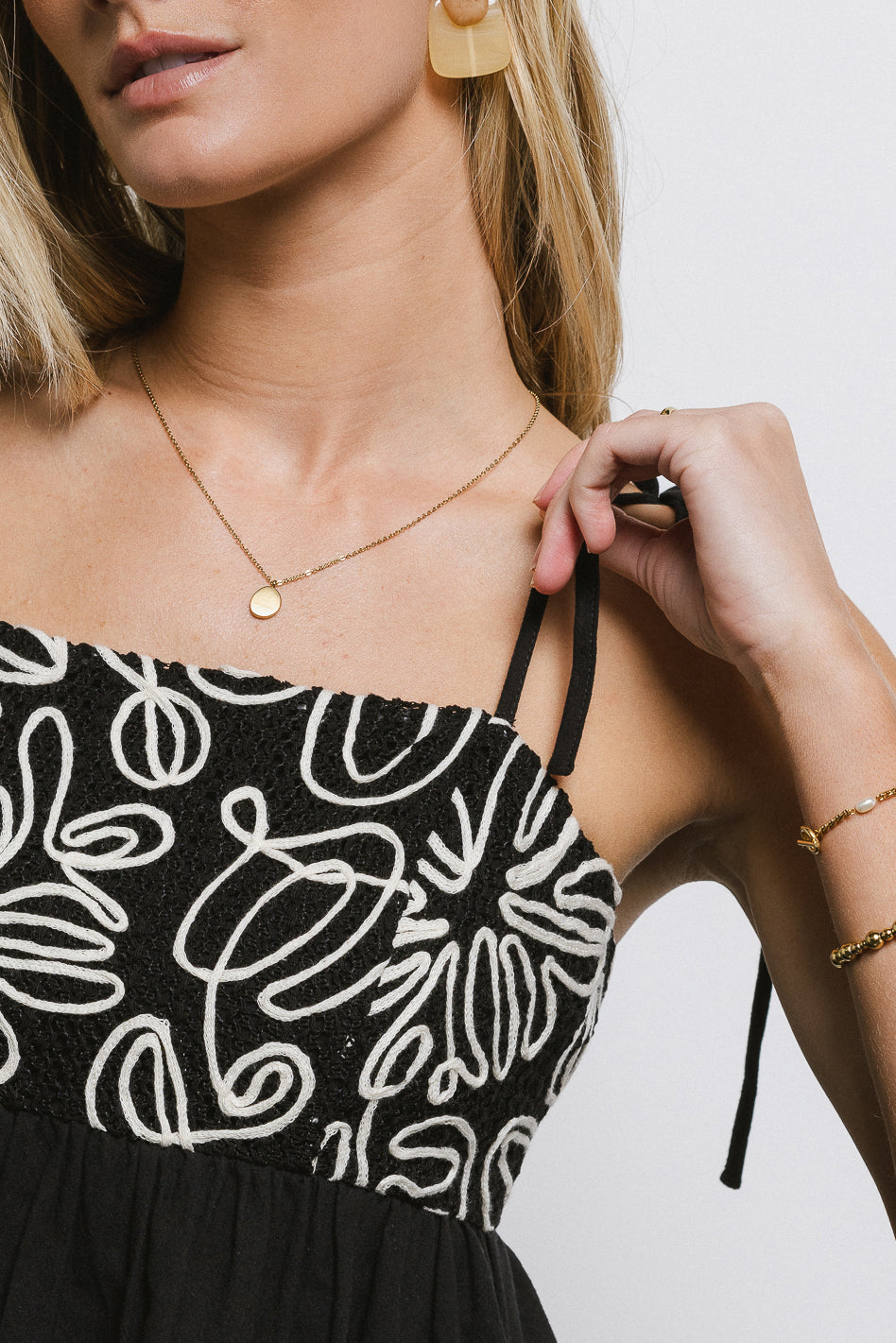 Black Abstract Embroidered Mini Dress - Elegant Floral Design for Women | Perfect for Cocktail Parties, Date Nights & Summer Events