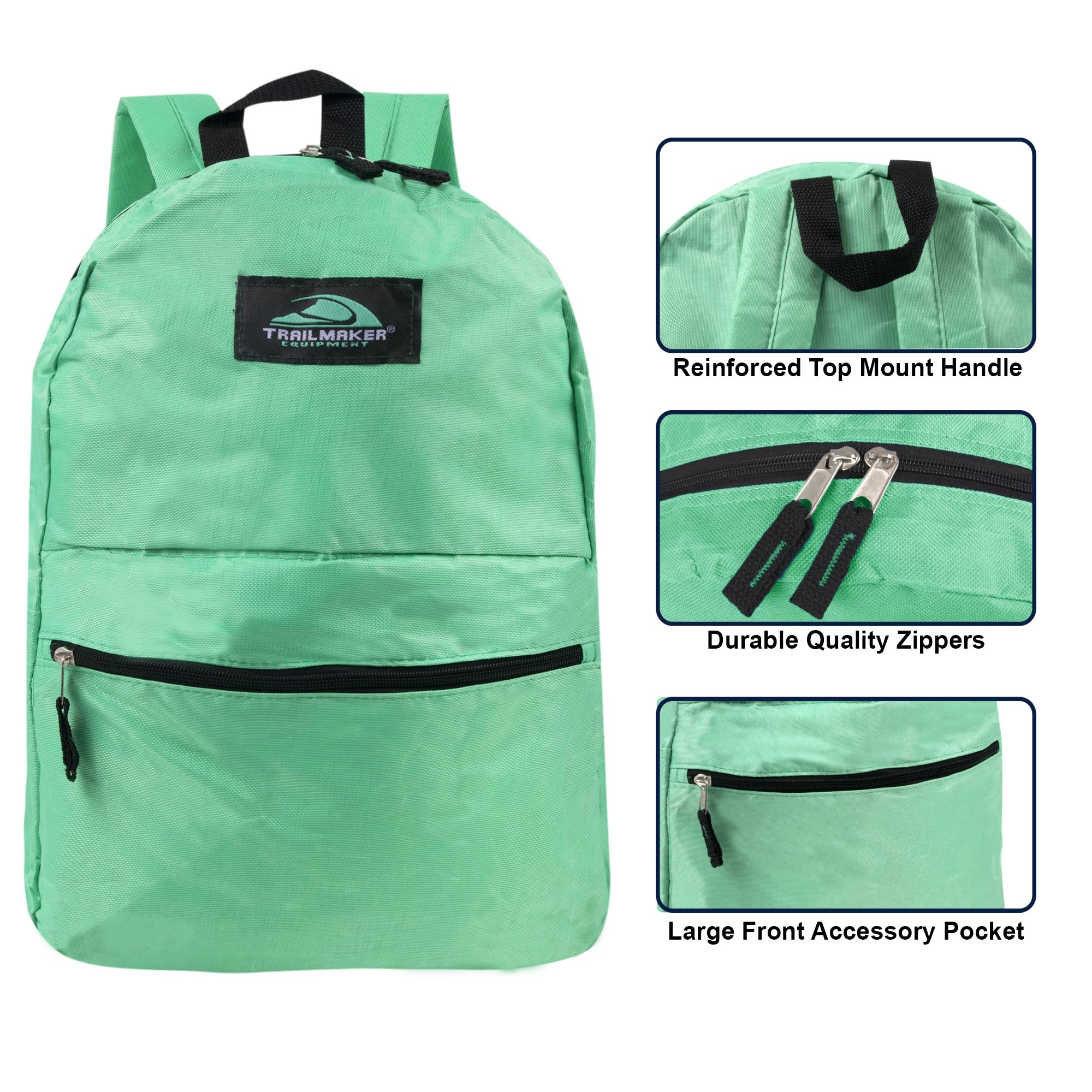 Trail Maker Classic 17 Inch Hiking Backpack with Adjustable Padded Shoulder Straps - Lightweight Durable Daypack for Outdoor Adventures, Camping, Travel & School