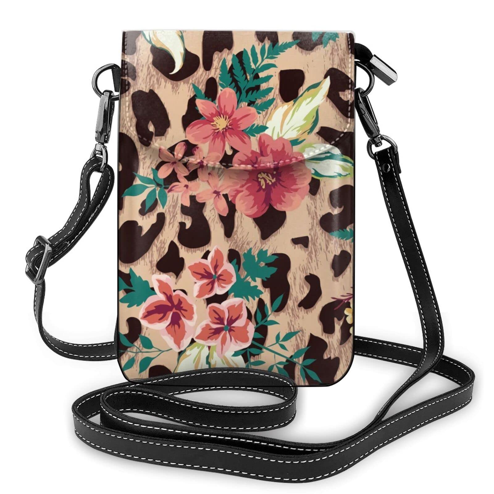 Leopard Print Crossbody Bag for Women - PU Leather Phone Purse with Shoulder Strap, Small Wallet Handbag (7.6X4.9 Inch) - Perfect for Travel, Shopping & Everyday Use
