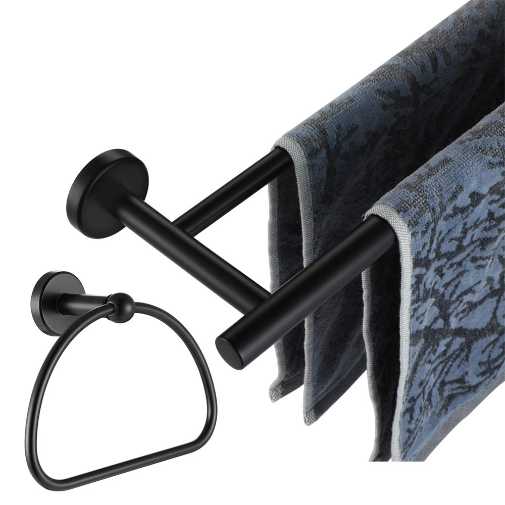 Matte Black Stainless Steel Towel Ring - 7 Inch Bathroom Holder for Showers & Sinks