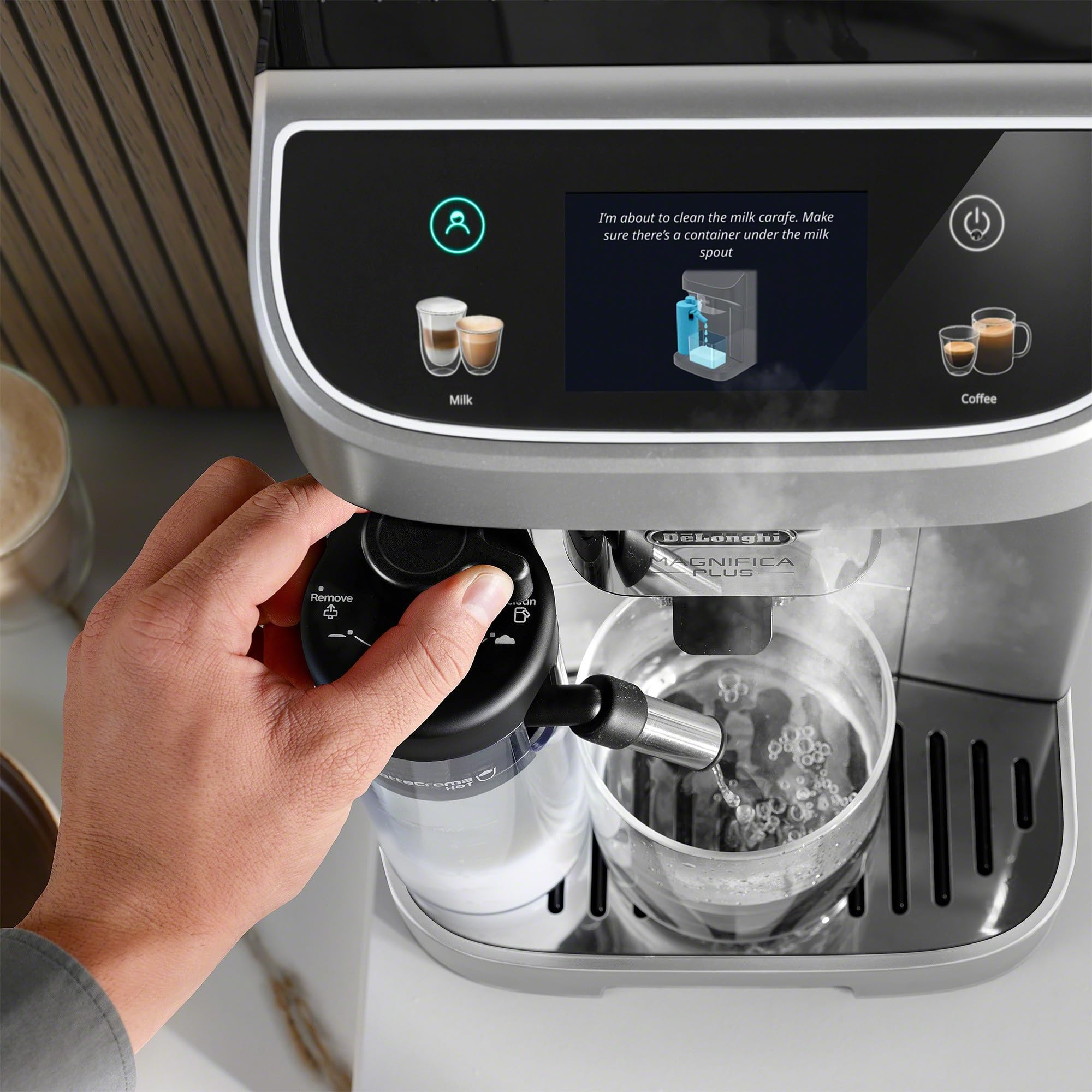 De'Longhi Magnifica Plus Fully Automatic Espresso Machine with Built-in Grinder & Milk Frother - 18+ One-Touch Recipes for Latte, Cappuccino & More - Perfect for Home Baristas & Coffee Lovers (ECAM32070SB)
