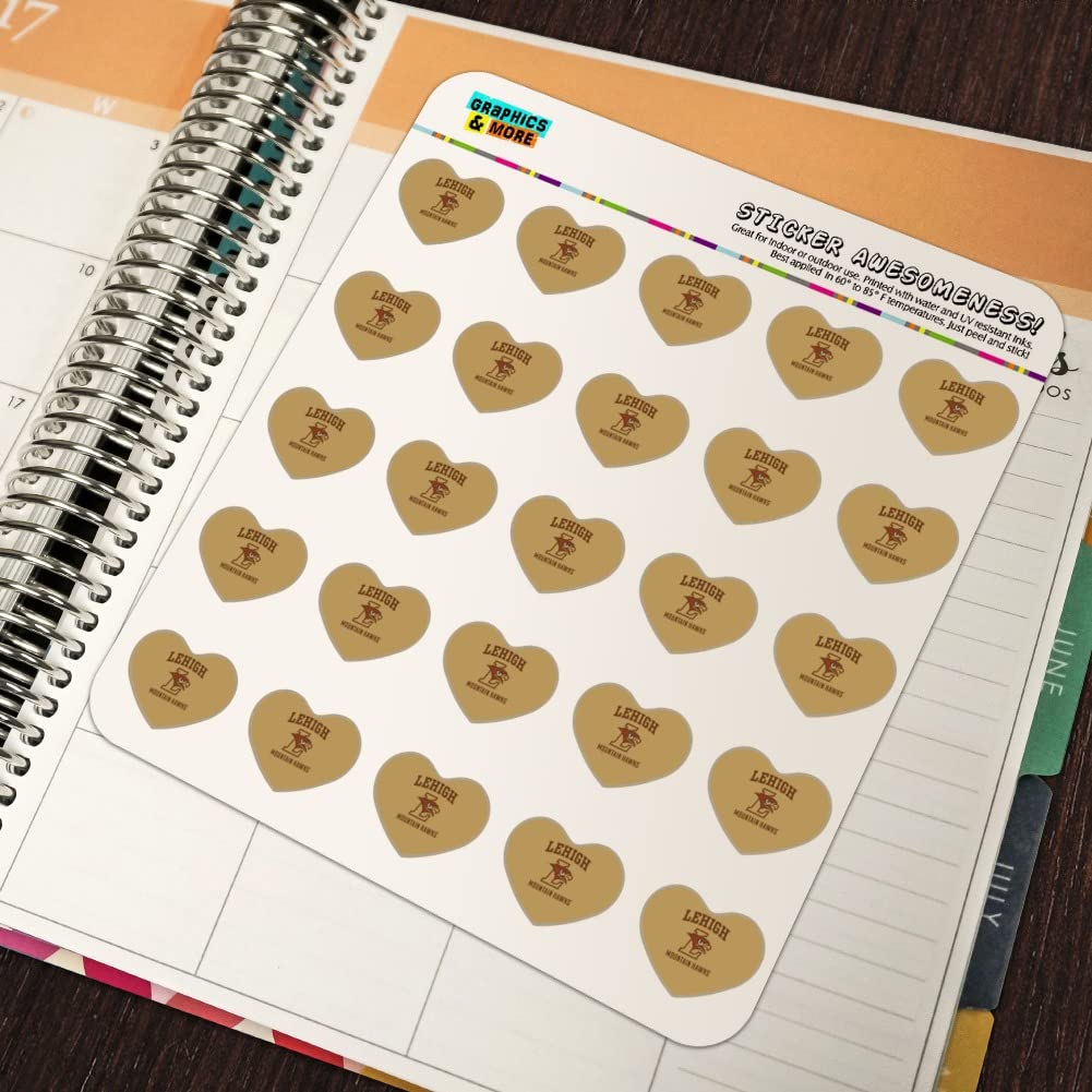 Lehigh University Mountain Hawks Logo Heart Shaped Planner Stickers - Perfect for Scrapbooking, Bullet Journaling, and DIY Craft Projects