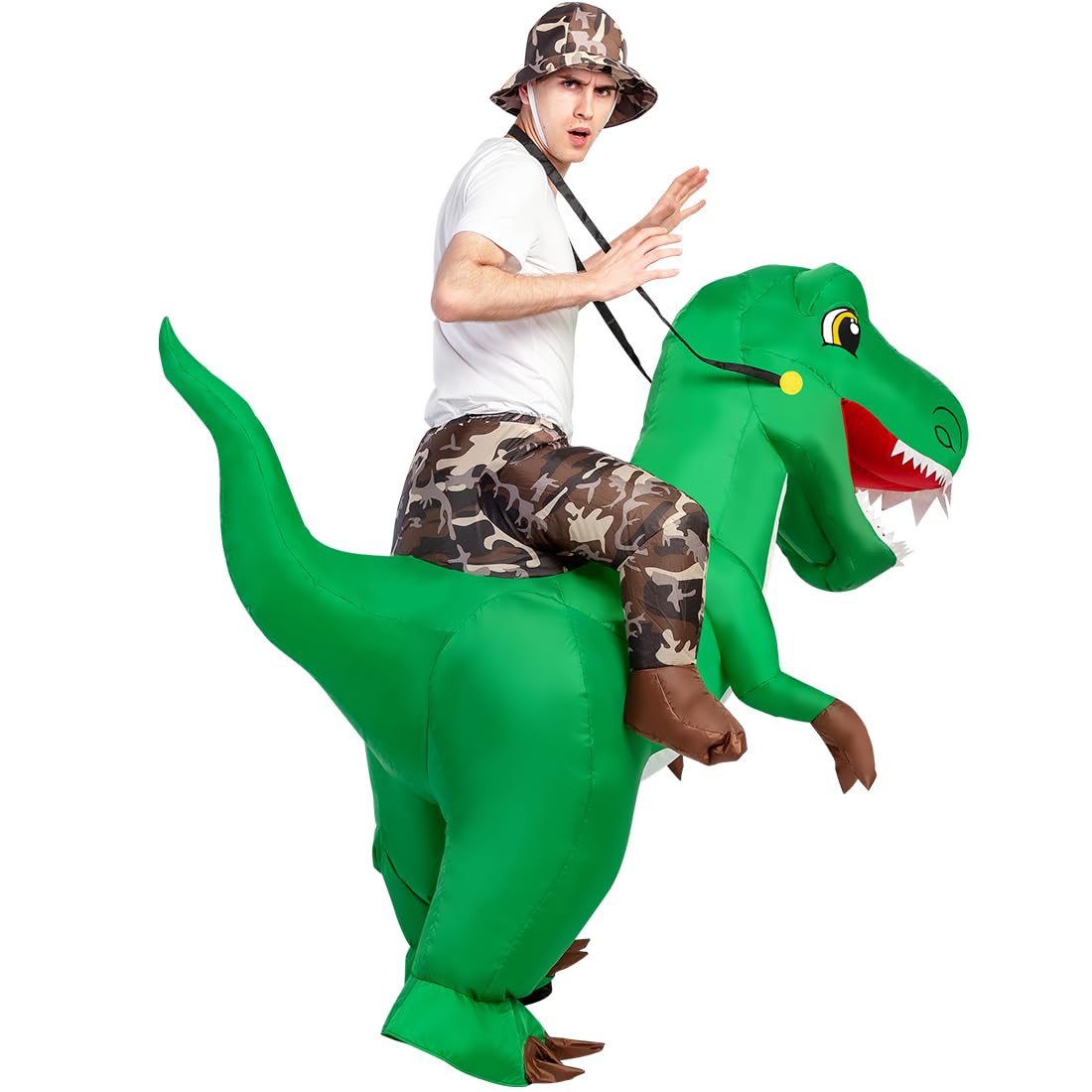 GOOSH Inflatable Dinosaur Costume for Adults - Funny Halloween Blow Up Dinosaur Suit for Women & Men - Perfect for Halloween Parties, Cosplay & Themed Events