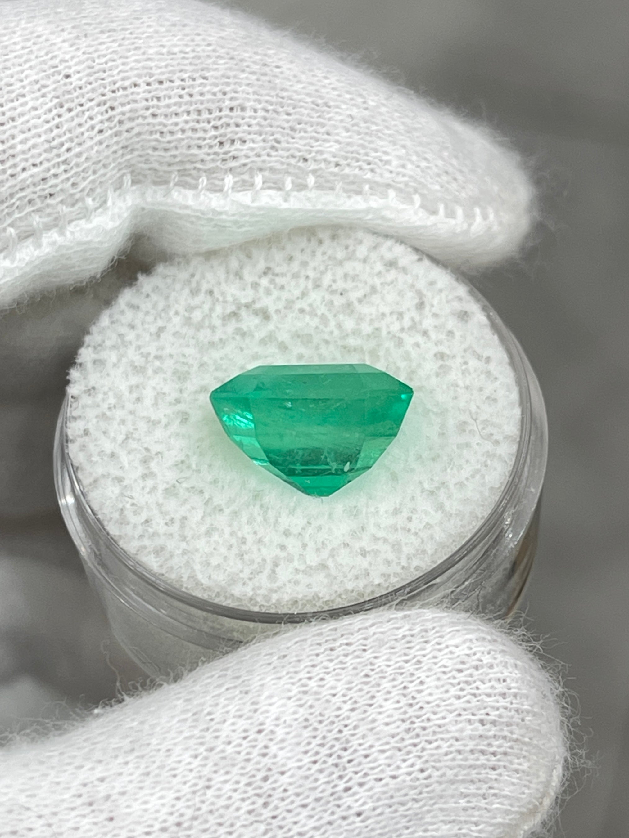 6.76 Carat 12x11.5mm Glowing Green Natural Loose Colombian Emerald Gemstone - Asscher Cut for Jewelry Making, Engagement Rings & Luxury Gifts
