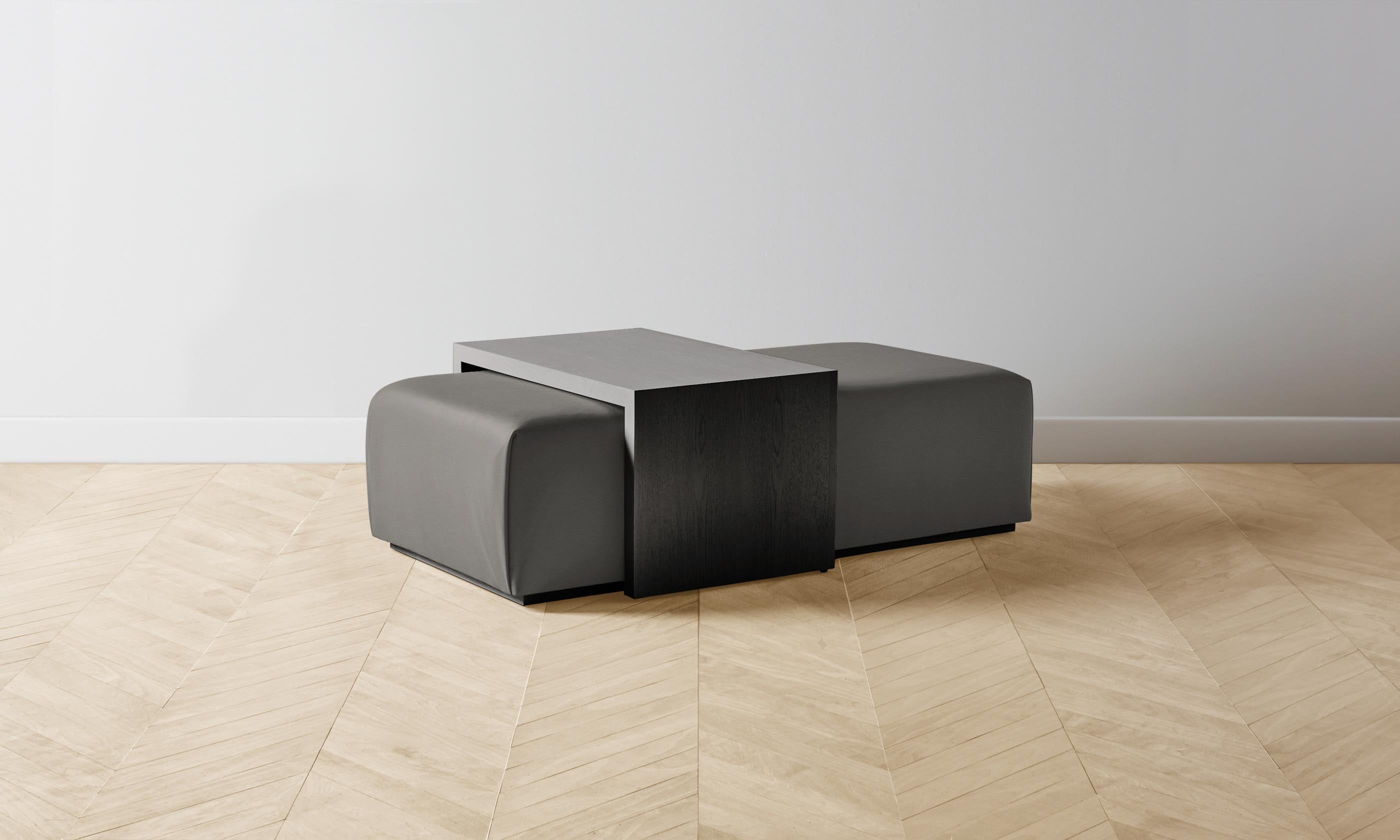 The Bowery Ottoman - Premium Pebbled Leather Ash Gray Footrest Stool for Living Room, Bedroom & Office - Modern Home Decor & Comfortable Seating Solution