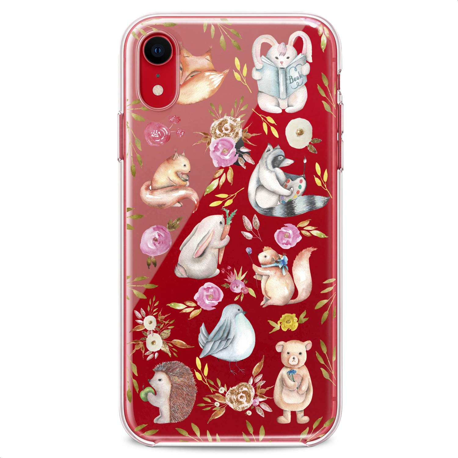 Premium Slim Clear TPU Phone Case for iPhone 16/15/14/13/12/11 Pro Max/Plus/Mini/XS/XR/X/8+/7/6/5/SE - Cute Bunny Fox Animal Flower Design for Women Girls Kids - Flexible Shockproof Silicone Protective Cover for Daily Use, School & Work