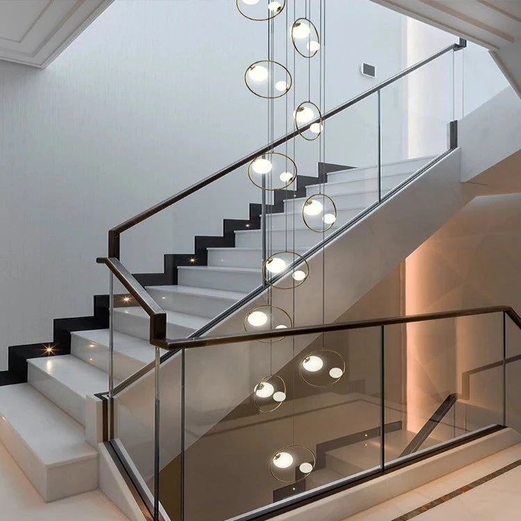 Modern Minimalist Ring Pendant Light Fixture - Sleek Ceiling Chandelier for Staircase, Hallway, Foyer & Dining Room | Dimmable LED Lighting for Contemporary Home Decor