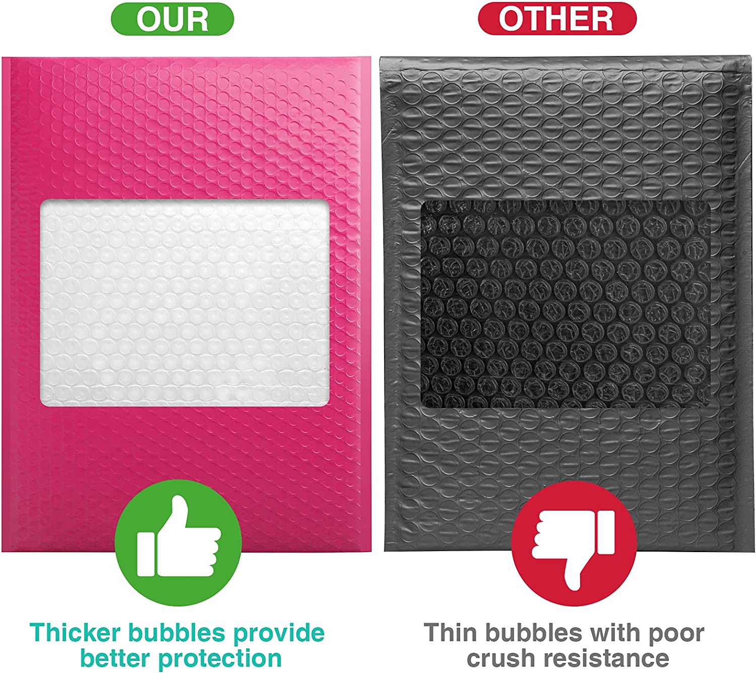 10.5x16 Bubble Mailer Padded Envelope - Hot Pink | Waterproof Shipping Bags for Ecommerce, Small Business & Online Sellers | Perfect for Mailing Jewelry, Books, Documents & Gifts