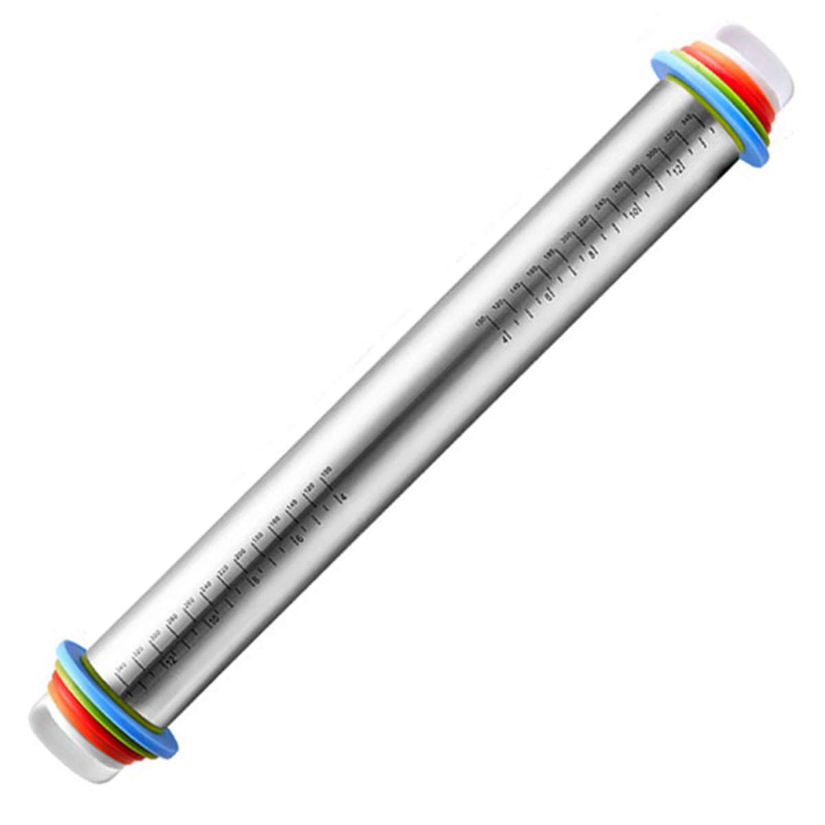 Oenbopo 17-inch Stainless Steel Rolling Pin with Thickness Rings - Professional Dough Roller for Baking, Pastry Making & Cookie Preparation | Perfect for Pies, Pasta & Pizza Dough