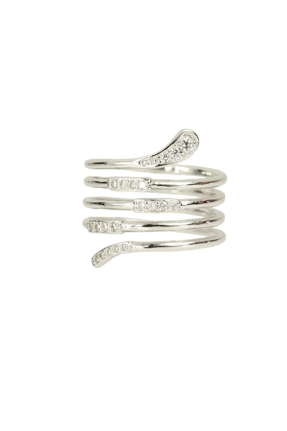 Sparkling Rhinestone Coil Wrap Ring for Women - Adjustable Stackable Boho Jewelry - Perfect for Parties, Weddings & Everyday Fashion Accessories