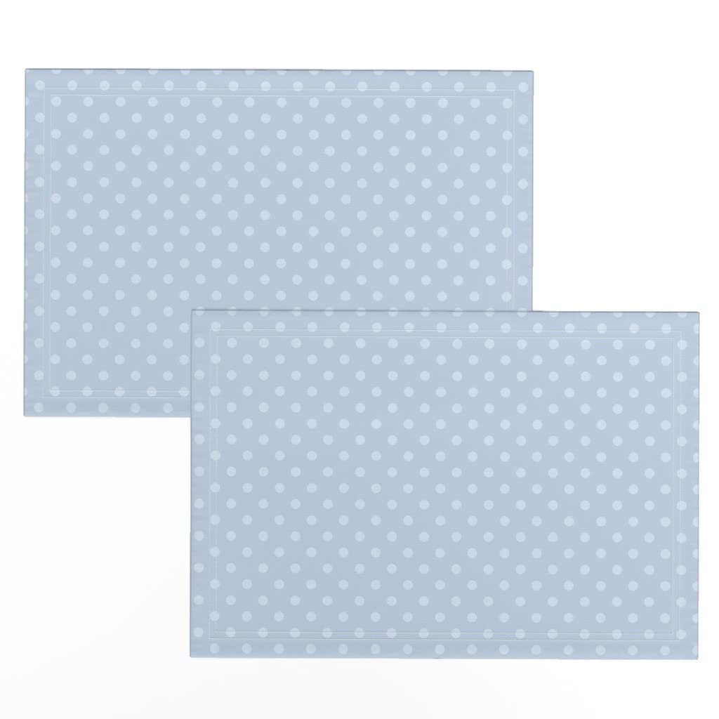 Spoonflower Linen Cotton Canvas Placemats Set of 2 - Pastel Blue Polka Dot Table Mats for Kids, Washable & Durable Kitchen Dining Decor - Perfect for Family Meals, Birthday Parties & Nursery Decorations