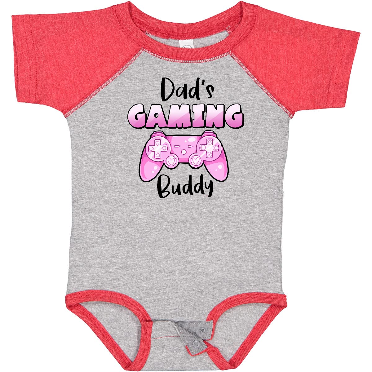 Inktastic Dad's Gaming Buddy - Pink Controller Baby Bodysuit | Cute Gamer Onesie for Newborns & Infants | Perfect Gift for Gamer Dads & Baby Showers