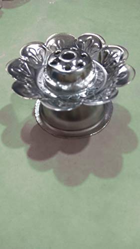 Stainless Steel Incense Holder & Diya Stand - Elegant Flower Design for Agarbatti, Indian Home Decor & Puja Rituals | Perfect for Meditation, Yoga & Spiritual Ceremonies