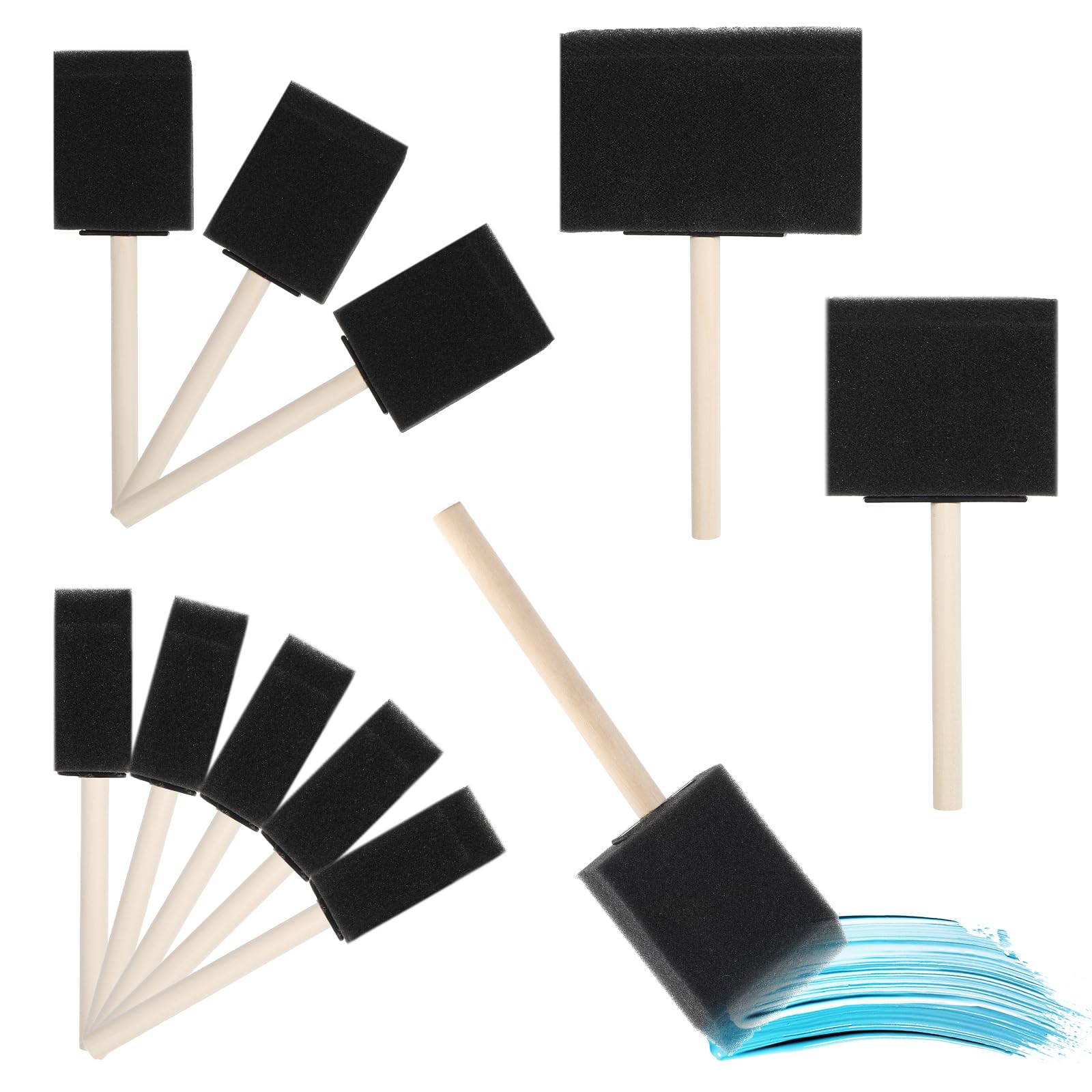 10 PCS Foam Paint Brushes Set - 4 Sizes Sponge Brushes with Wooden Handle for DIY Crafts, Wall Painting & Smooth Paint Application - Soft Paint Applicator for Artists, Kids & Home Decor Projects