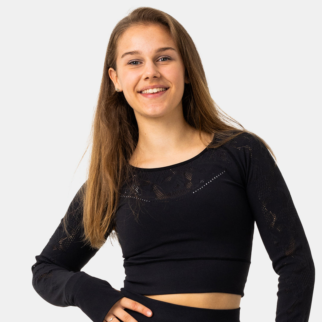 MTV Women's Sporty Long Sleeve Crop Top - Athletic Workout Shirt for Yoga, Running & Gym - Breathable & Comfortable Activewear