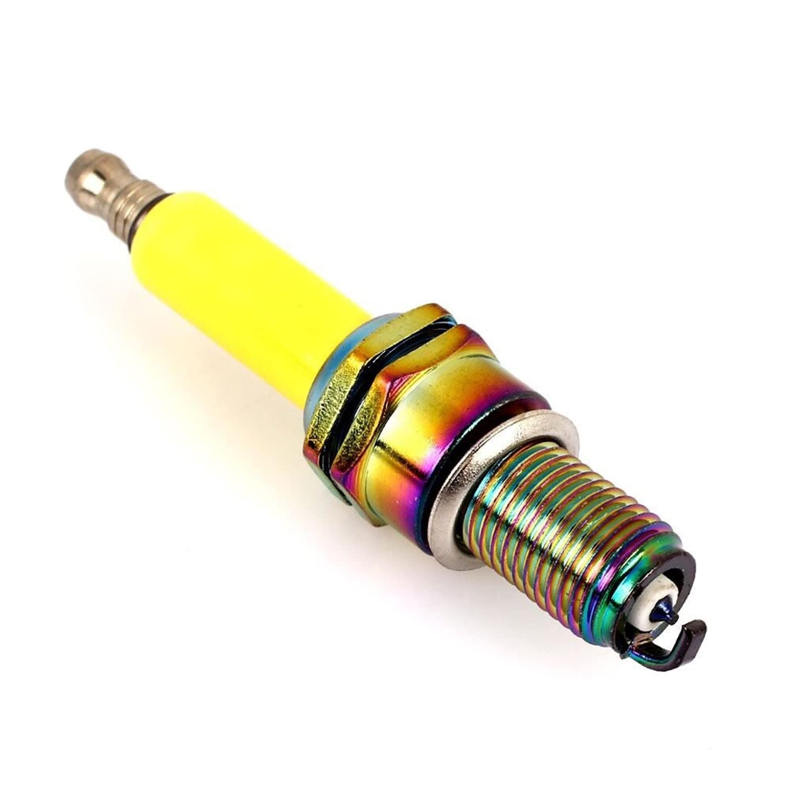 Biedongda D8TC Iridium Motorcycle Spark Plug - High Performance Alloy Spark Plug for CG 125, Scooters & Dirt Bikes - Bright Yellow for Enhanced Visibility (Ideal for Off-Road, Racing & Urban Commuting)