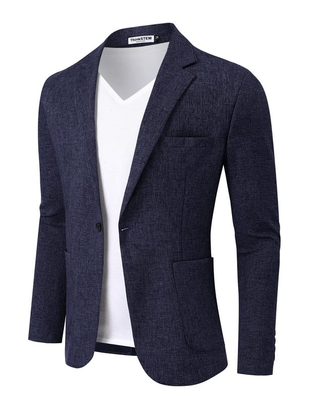 ThinkSTEM Men's Slim Fit Blazer - Lightweight One Button Casual Business Jacket | Perfect for Office Wear, Date Nights & Formal Events