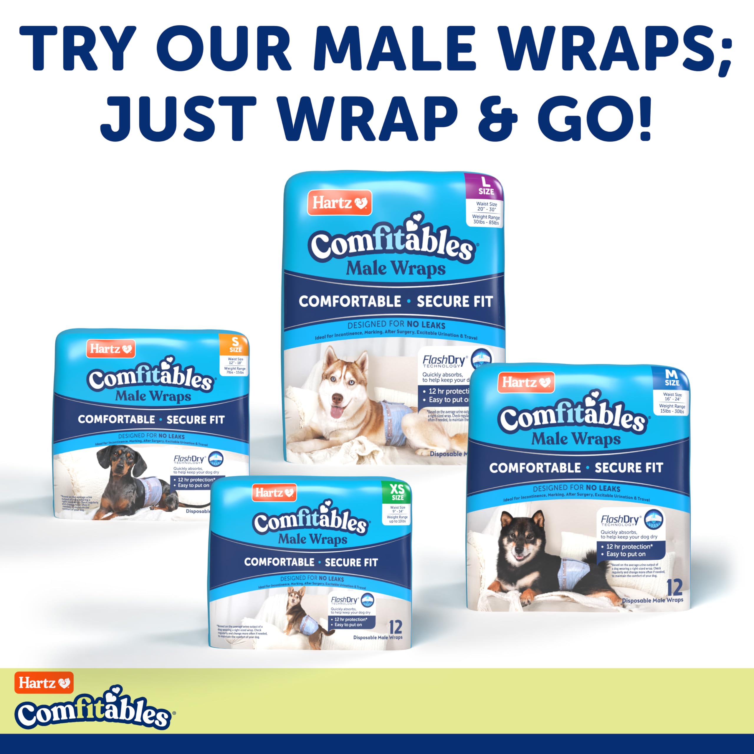 Hartz Disposable Dog Diapers for Medium Dogs - 32 Count Pack | Soft, Comfortable & Secure Fit | Easy to Use for House Training, Incontinence & Travel | Pet Care Essentials for Puppies & Adult Dogs