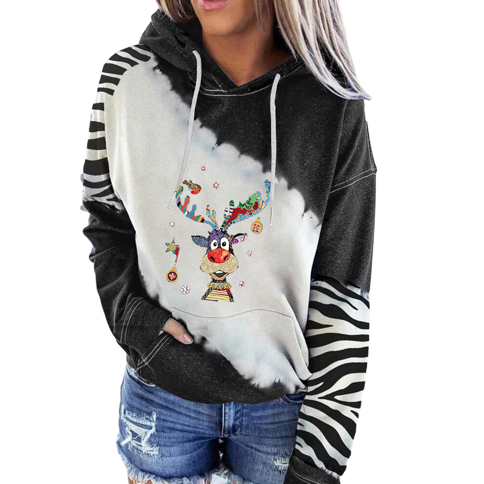 Women's Winter Fall Gym Hooded Sweatshirt - Long Sleeve Graphic Pullover for Workout, Running & Casual Wear - Christmas Holiday Sportswear Gift for Her