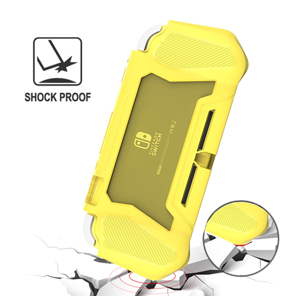 Durable Nintendo Switch Lite Protective Case with Detachable Screen Protector & Ergonomic Hand Grip - Compatible with 2019 Switch Lite (Yellow) | Perfect for Travel, Gaming On-The-Go & Enhanced Protection