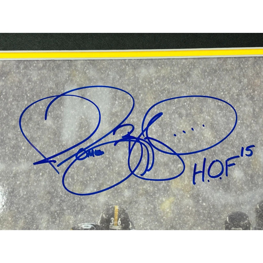 Jerome Bettis Autographed Pittsburgh Steelers 16x20 Framed Photo - Signed Snow JSA Certified - Perfect for Sports Memorabilia Collectors, Man Cave Decor, and Steelers Fan Gifts