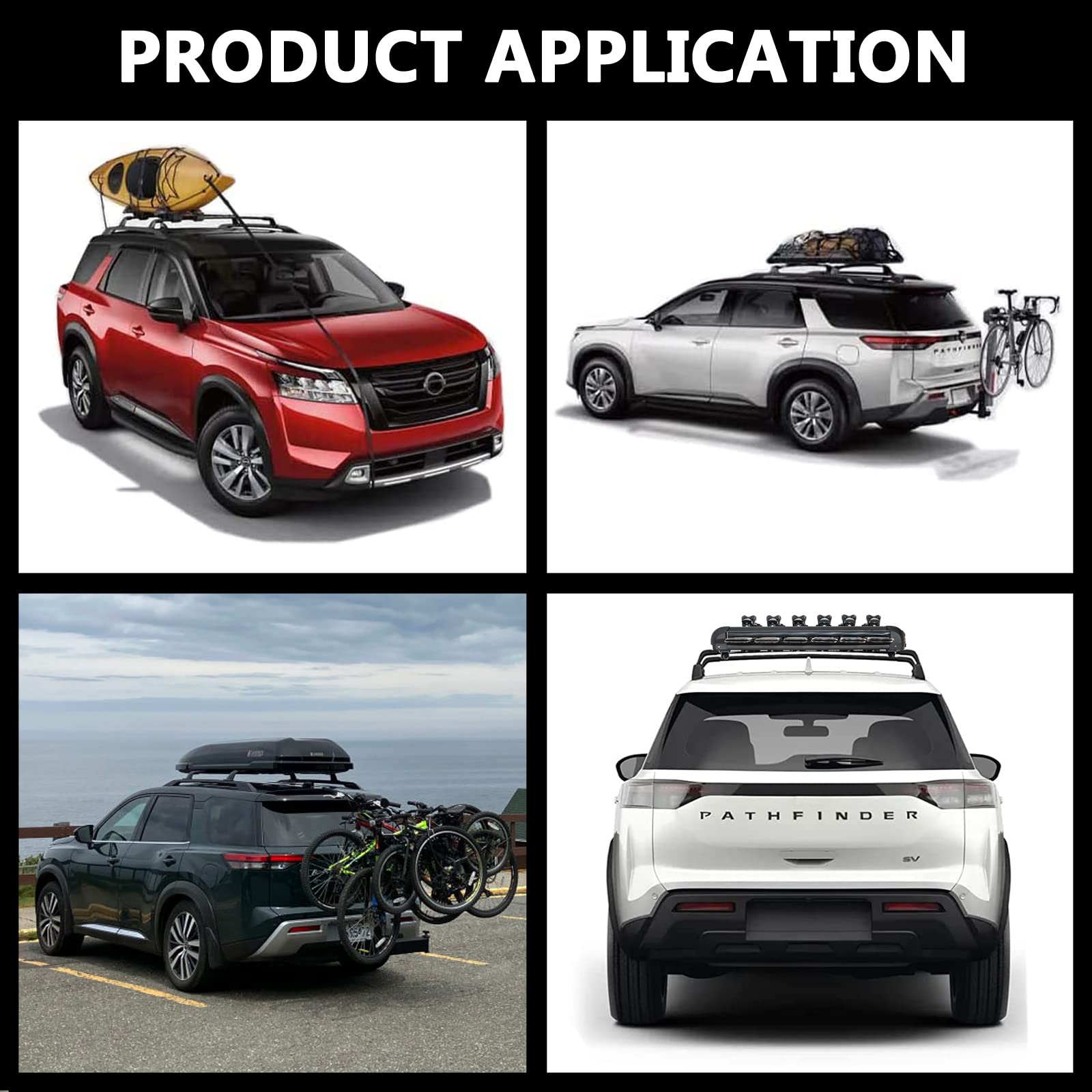 RAXUSA Roof Rack Cross Bars for 2022-2025 Nissan Pathfinder - Aluminum Black Crossbars Compatible with Factory Raised Roof Rails - Perfect for Cargo Box, Ski, Kayak, and Luggage Carrier - Durable Rooftop Cargo Solution for Outdoor Adventures