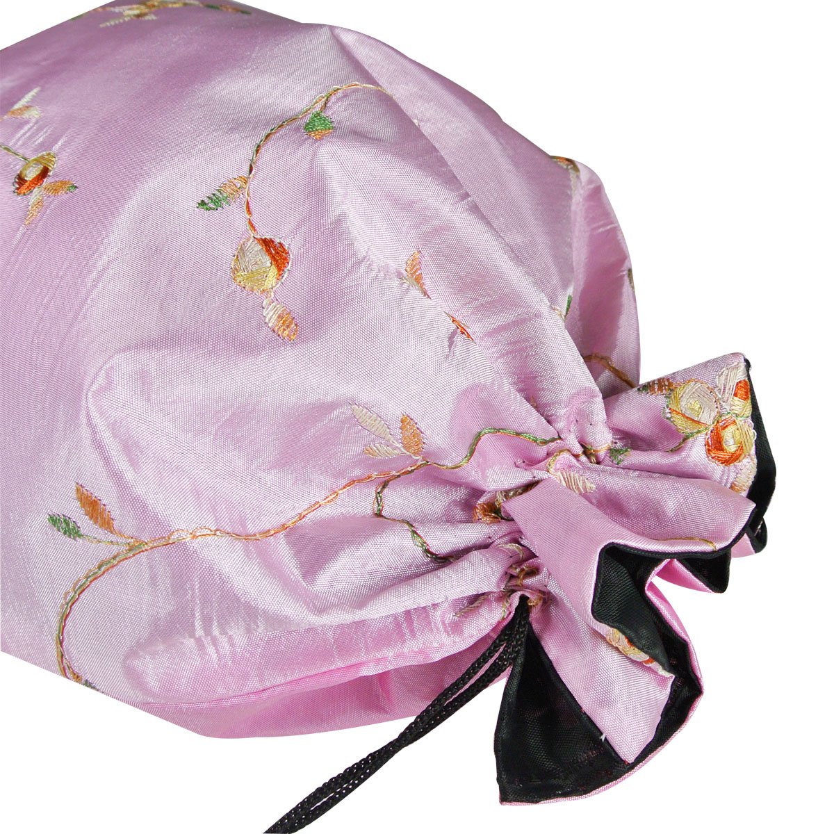 Wrapables Embroidered Silk Travel Bag for Lingerie & Shoes - Elegant Pink Organizer for Vacation, Bridal Shower & Honeymoon Packing