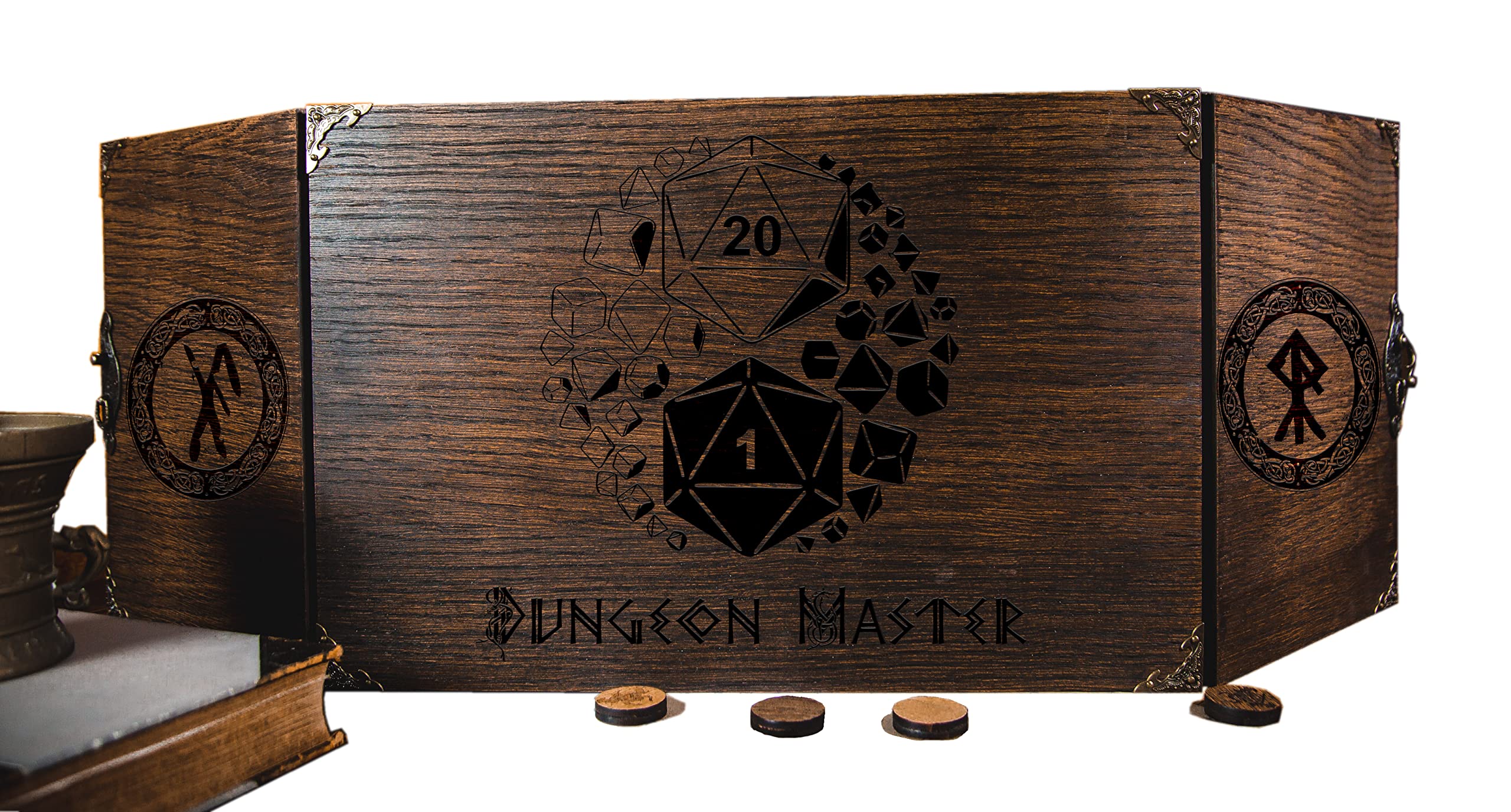 Premium Wooden Game Master Screen for RPG & Board Games - Handcrafted Foldable GM Screen Set (12x9