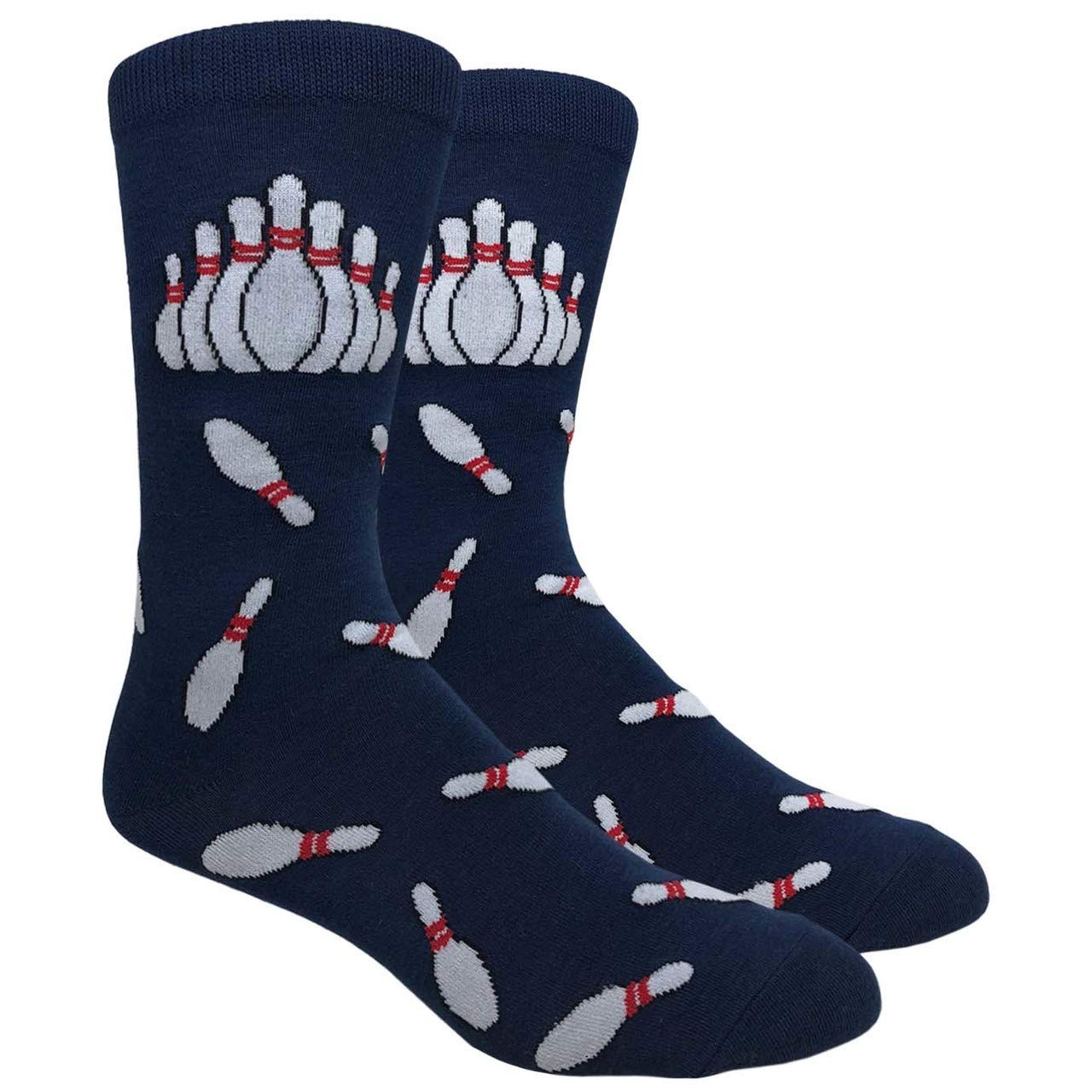 Funny Bowling Pin Socks for Men - Novelty Sports Crew Socks - Perfect for Bowling Parties, Gifts & Casual Wear