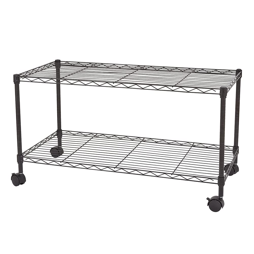 2-Tier Adjustable Metal Storage Shelf - Heavy Duty Wire Shelving Unit for Pantry, Closet, Kitchen & Laundry Organization (Black) - Perfect for Home, Office & Garage Storage Solutions