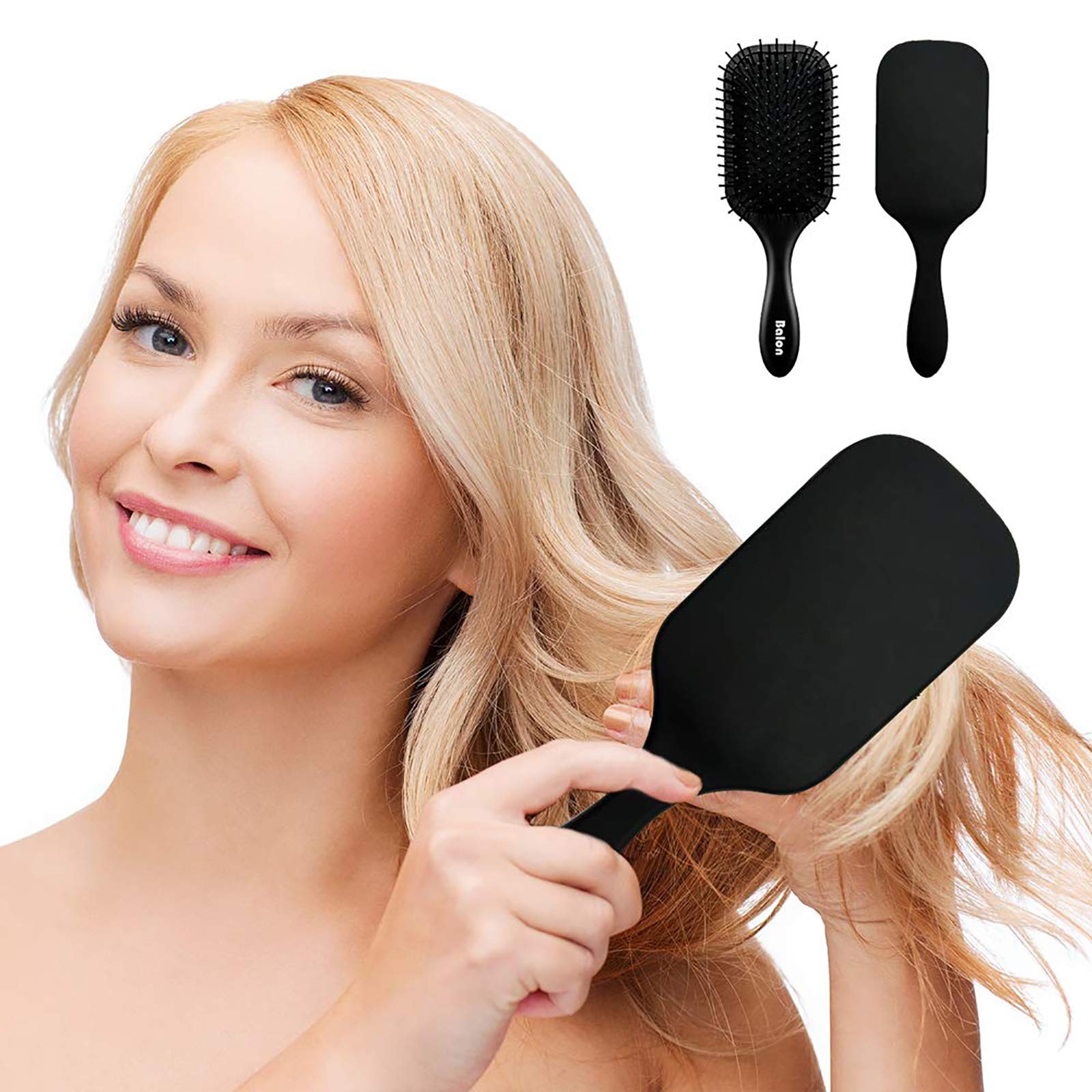 4Pcs Paddle Hair Brush Set - Detangling Brush & Hair Comb for Men & Women, Wet or Dry Hair Use, No Tangle Hairbrush for Long Thick Thin Curly Natural Hair - Perfect for Home, Travel & Salon Styling