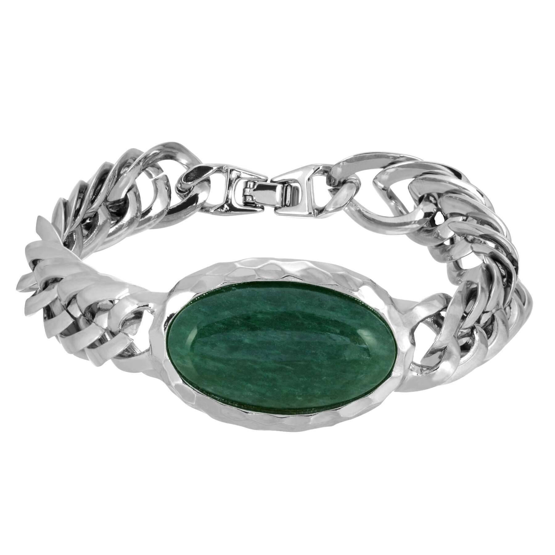1928 Jewelry Men's Oval Chain Bracelet - Stainless Steel Adjustable Link Bracelet for Men - Perfect for Casual Wear, Gifts, and Special Occasions