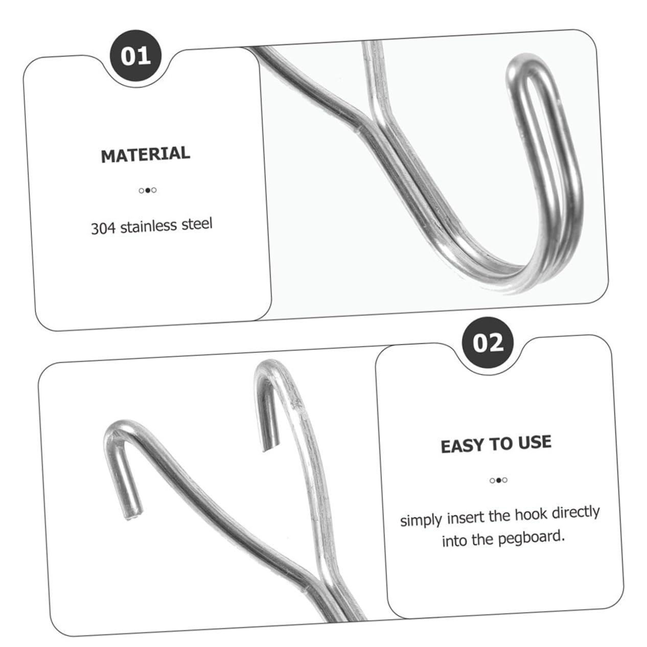 GLEAVI 30 Pack Stainless Steel Pegboard Hooks - Small Utility Hooks for Garage, Workshop & Home Organization - Heavy Duty Shelf Hooks for Peg Board Storage & Tool Hanging