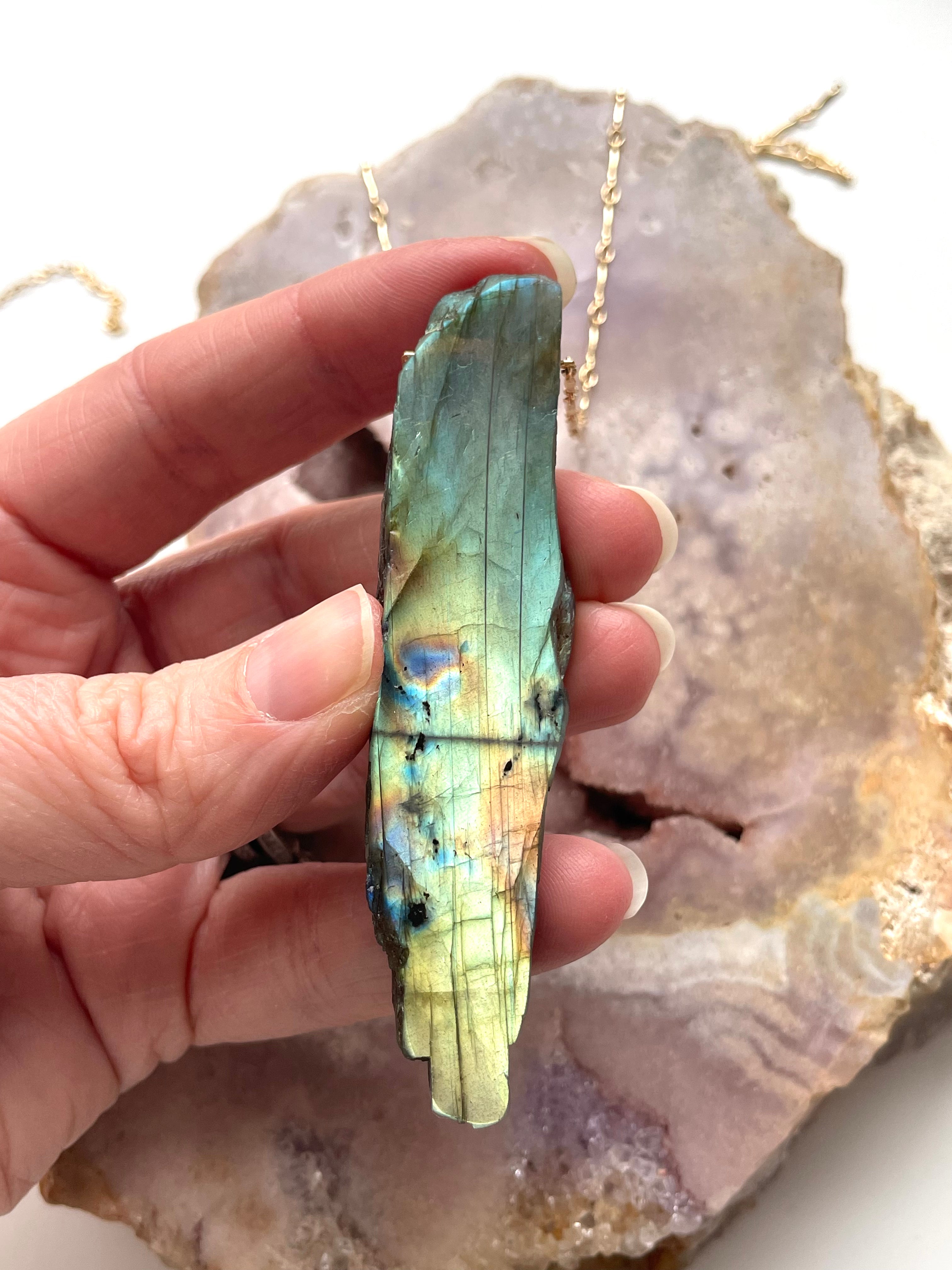Stunning Large Labradorite Crystal Necklace – Handmade Statement Jewelry for Women – Perfect for Boho, Spiritual & Everyday Wear