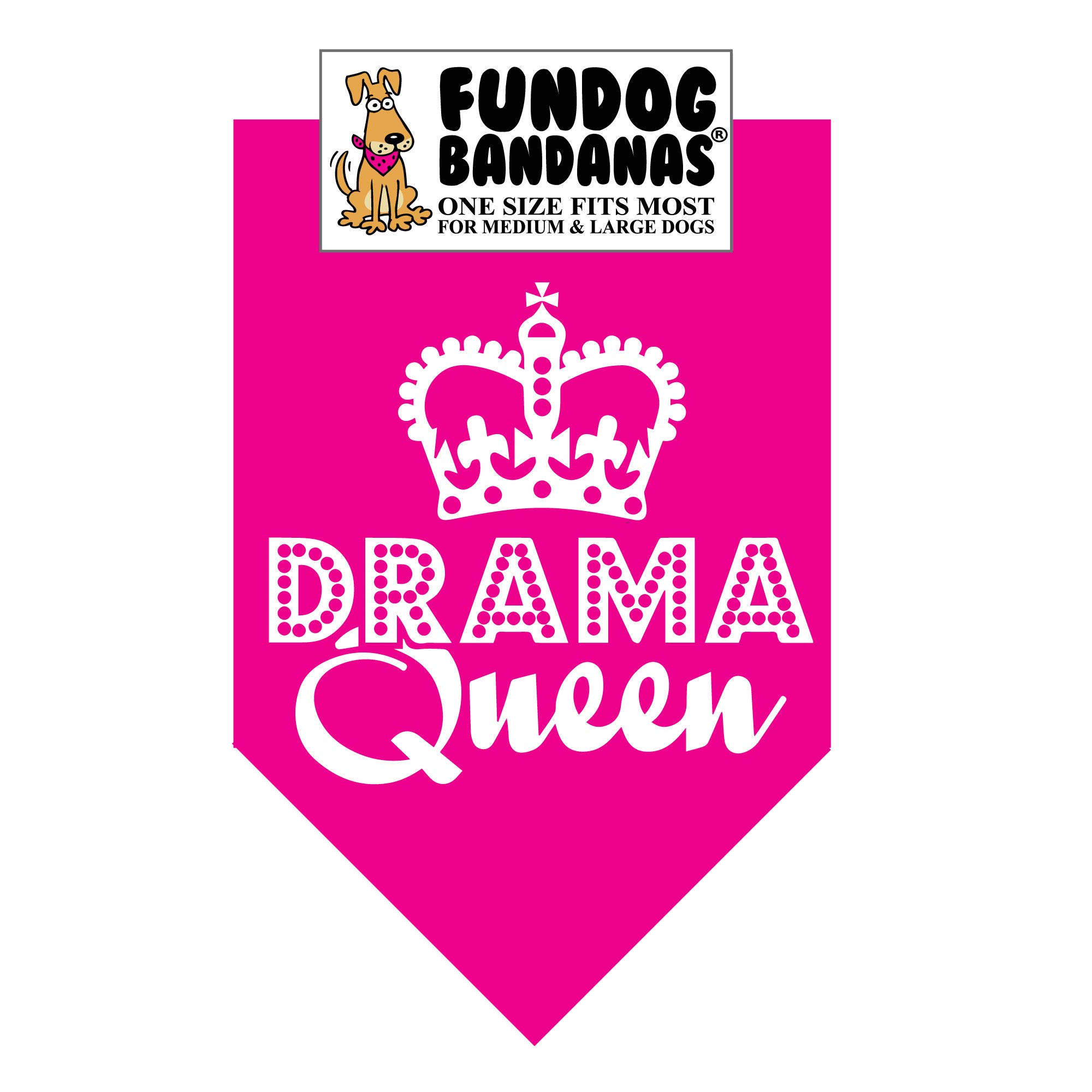Drama Queen Dog Bandana for Medium to Large Dogs - Adjustable Hot Pink Pet Bandana | Perfect for Pet Parties, Halloween Costumes & Photo Shoots