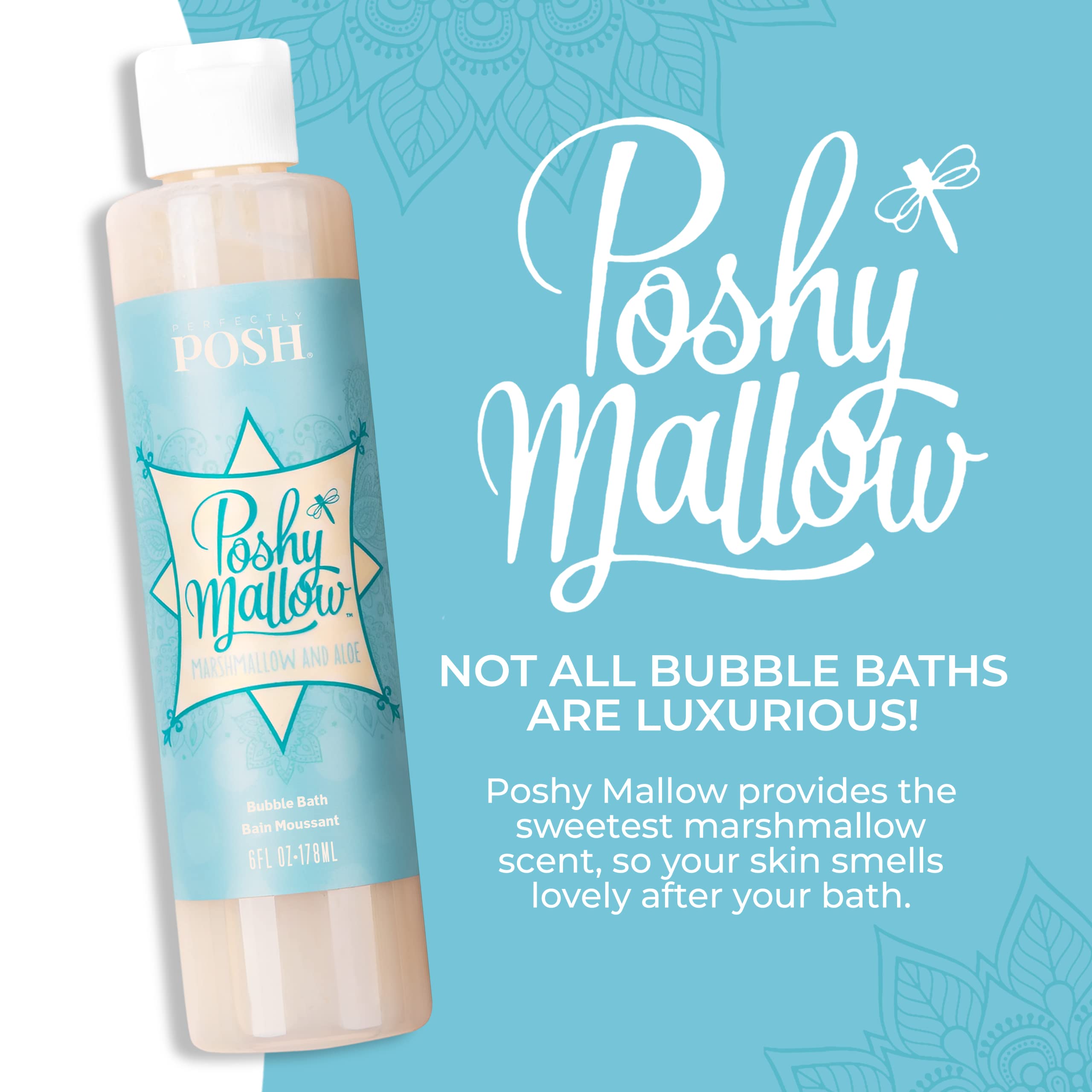Poshymallow Bubble Bath by Perfectly Posh | Luxurious Foaming Bath for Relaxation & Self-Care | Perfect for Spa Nights, Stress Relief & Gift Giving