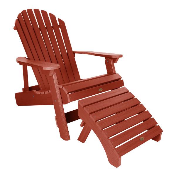 Adirondack 1 King Hamilton Folding and Reclining Chair with Ottoman - Portable Outdoor Lounge Chair for Patio, Beach, Camping & Backyard Relaxation