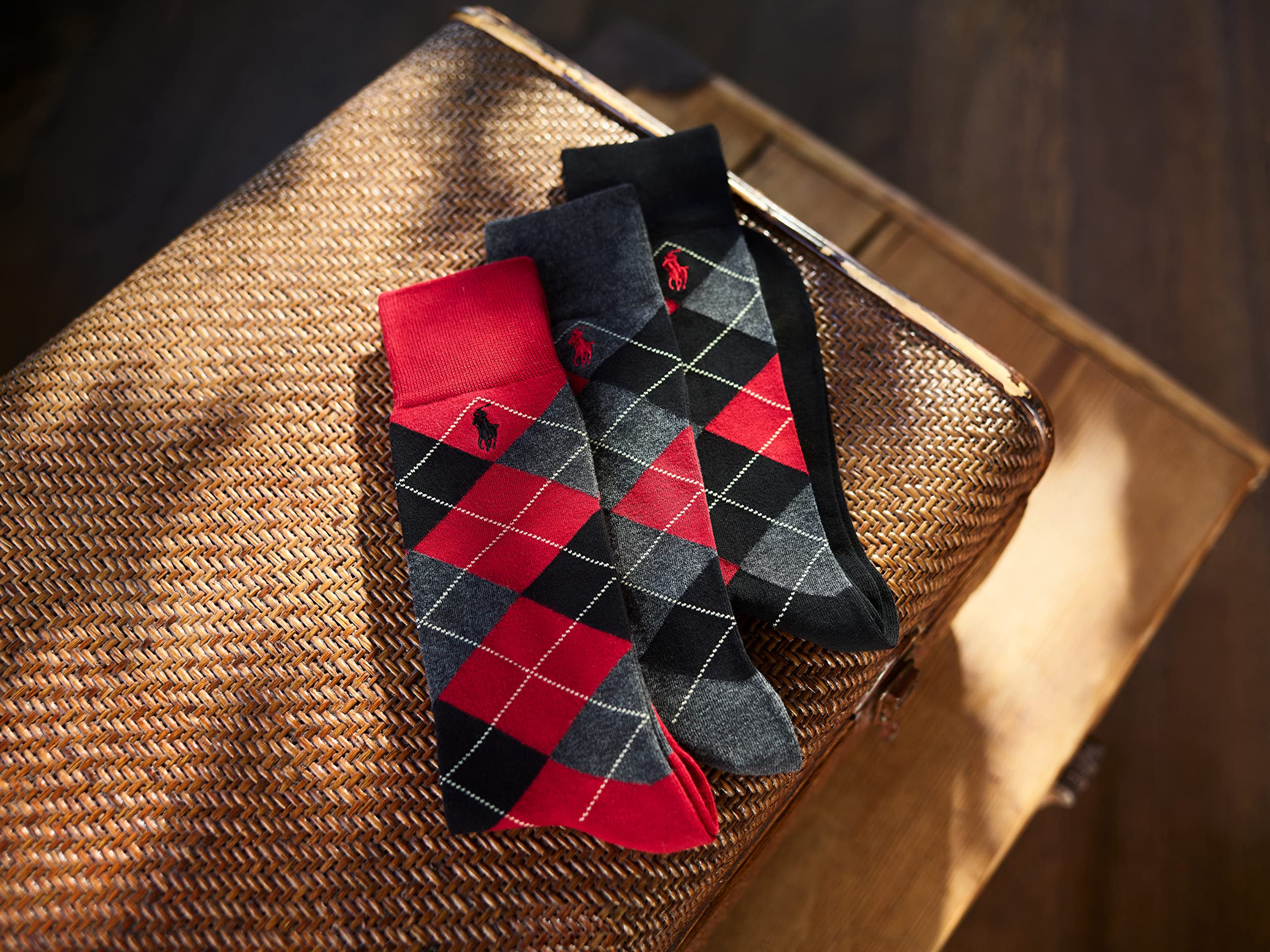 Polo Ralph Lauren Men's Argyle Dress Socks - 3 Pack Soft Cotton Crew Socks for Work & Formal Wear - Lightweight & Comfortable for Office, Business, Wedding & Daily Use