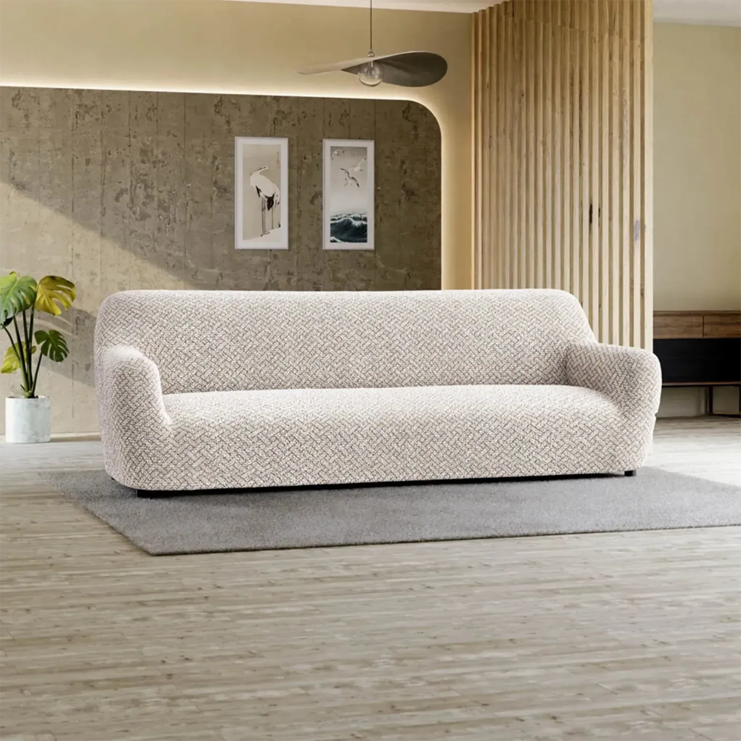 4 Seater Sofa Slipcover - Soft Microfiber Fabric with Stylish Prints - Perfect for Living Room, Family Room & Home Decor